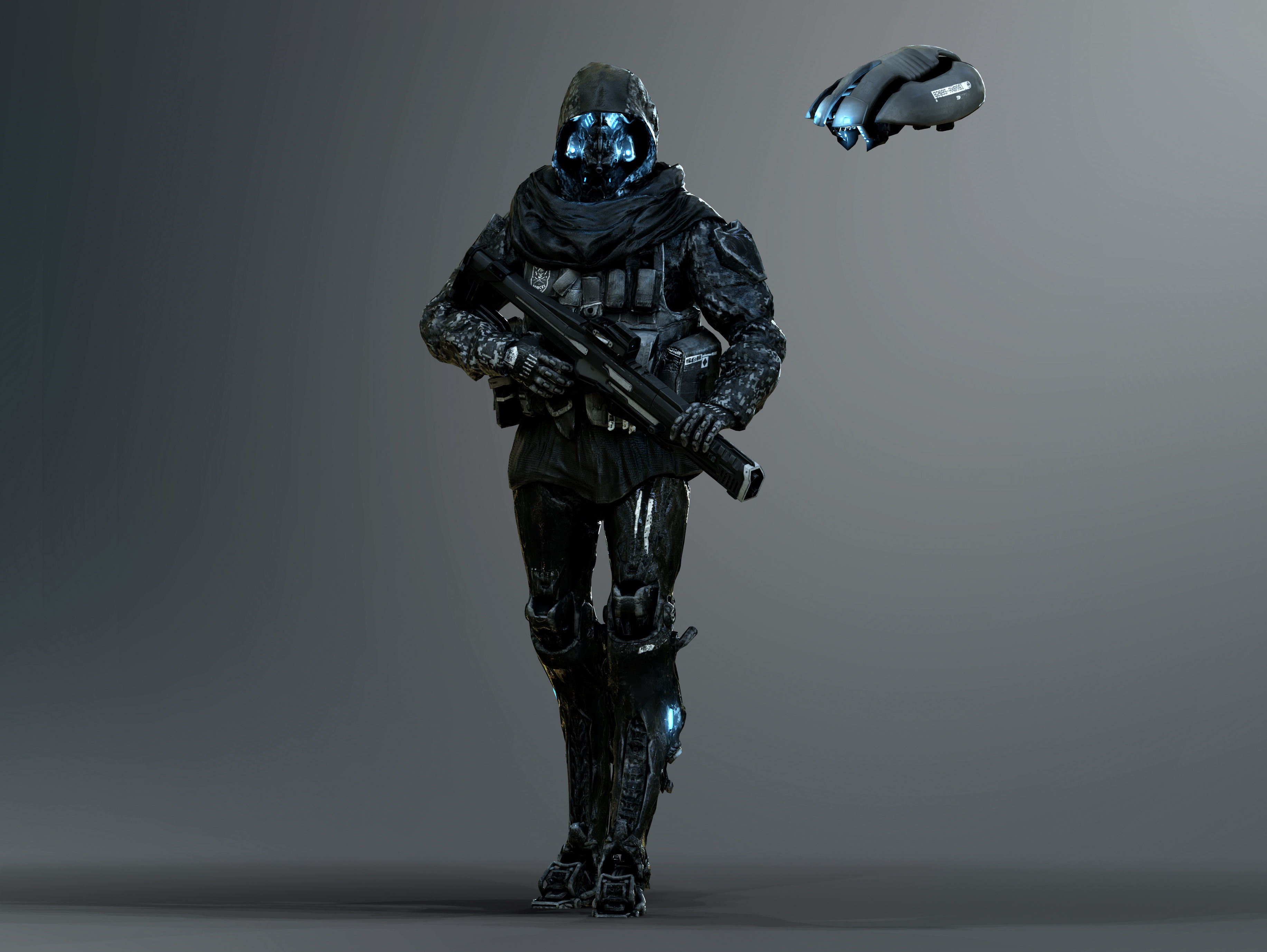 Sci Fi Cyber Soldier Low-poly 3D model_7