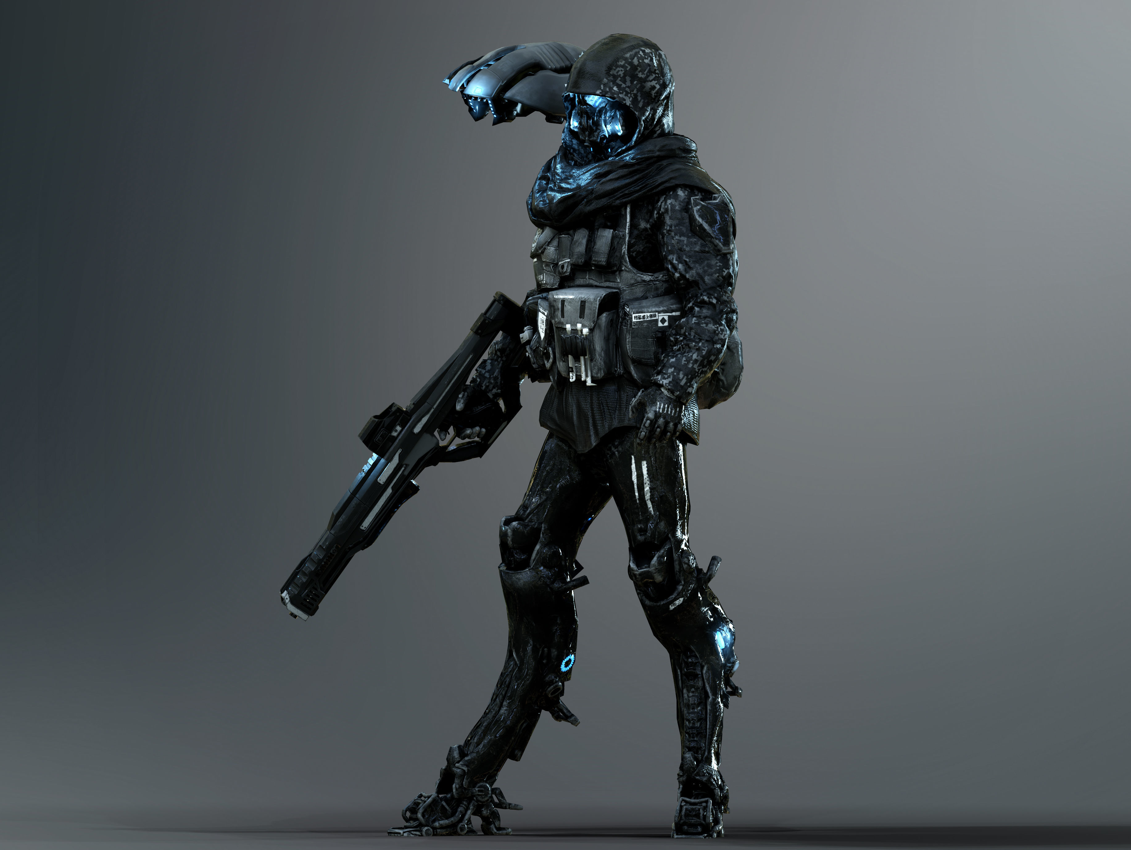 Sci Fi Cyber Soldier Low-poly 3D model_5