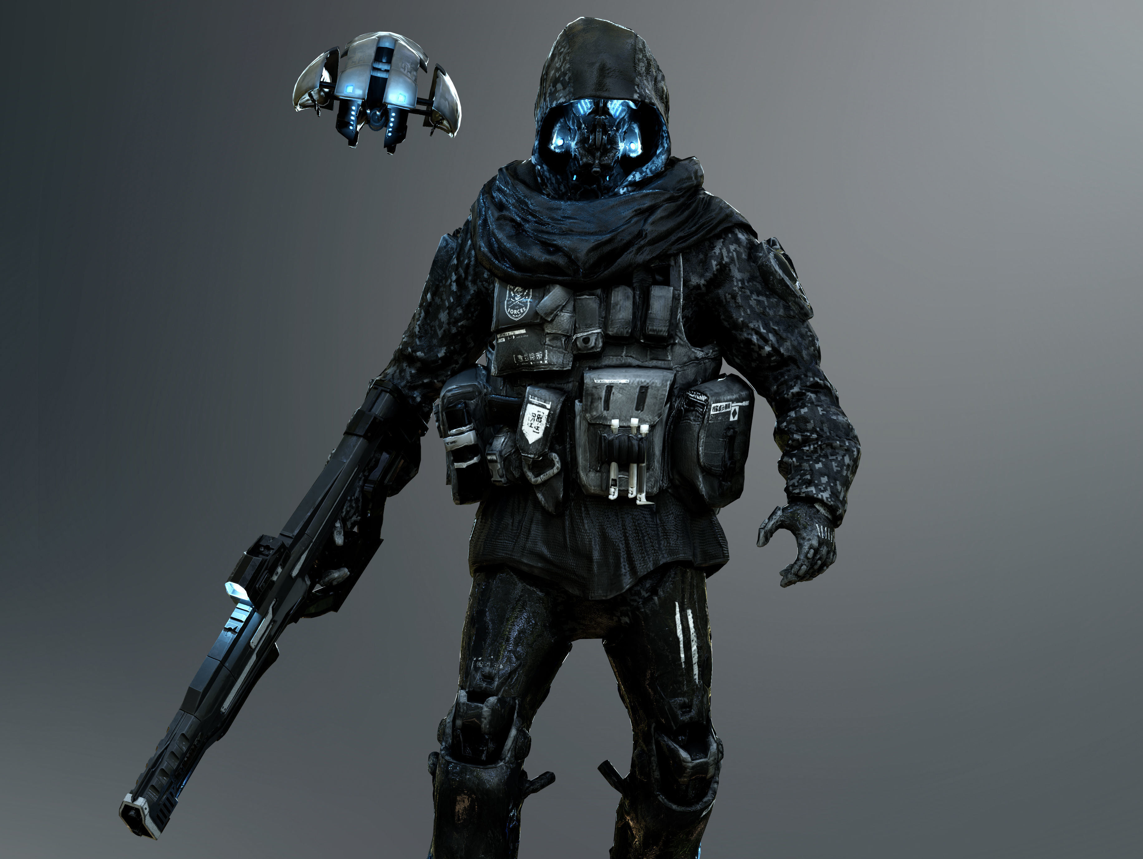 Sci Fi Cyber Soldier Low-poly 3D model_6