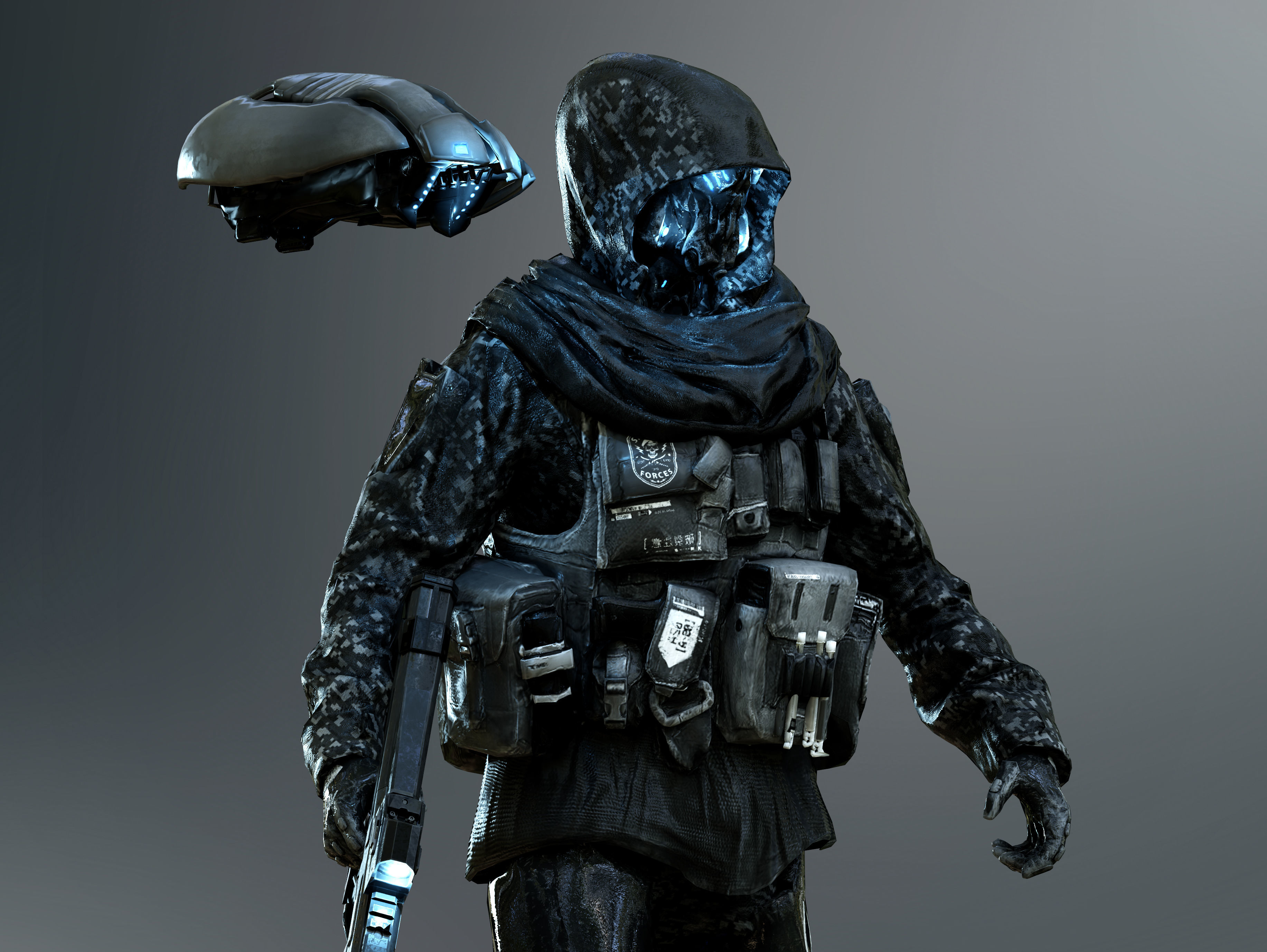 Sci Fi Cyber Soldier Low-poly 3D model_2