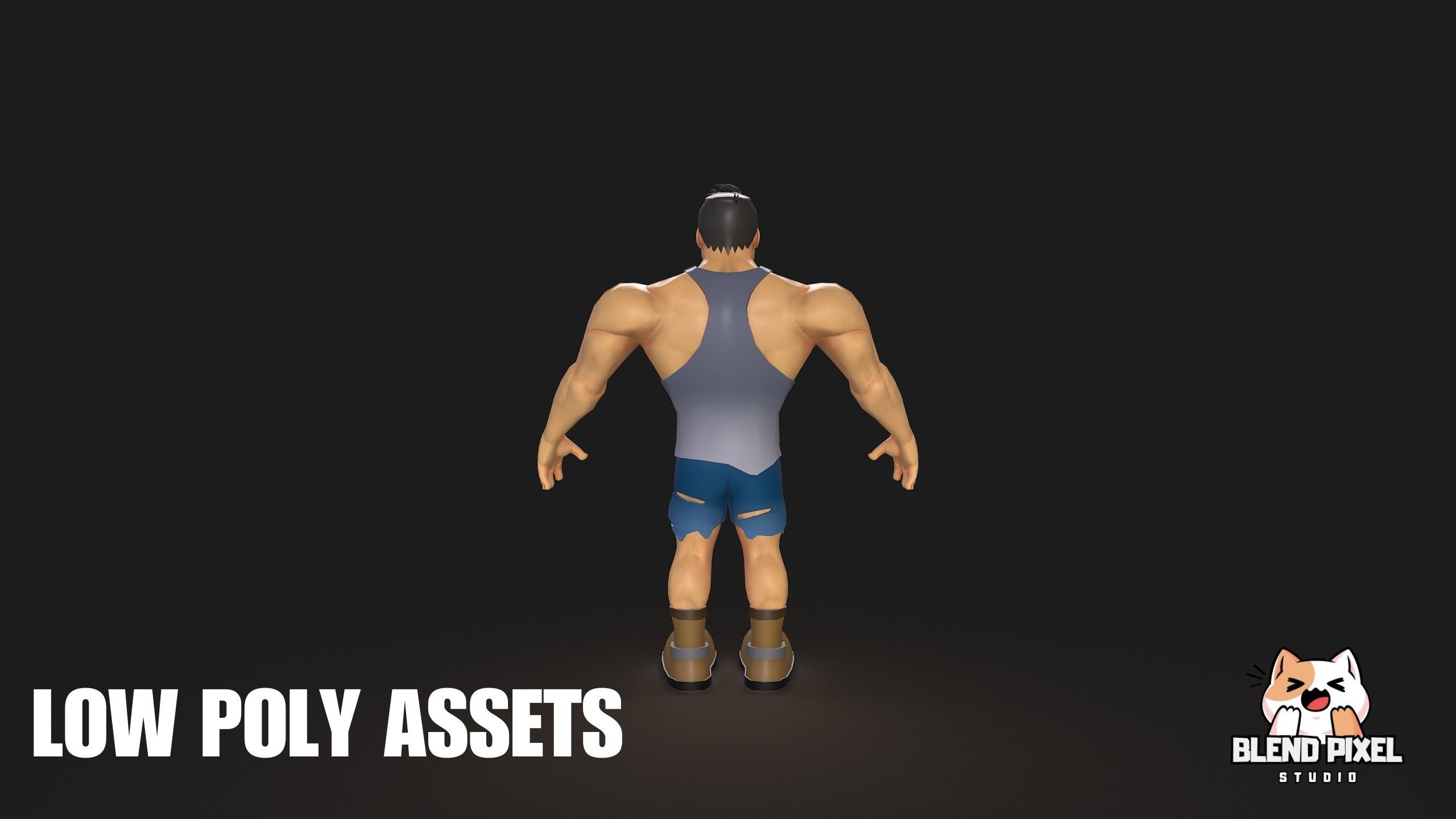 Stylized Muscular Man Low-poly 3D model_9