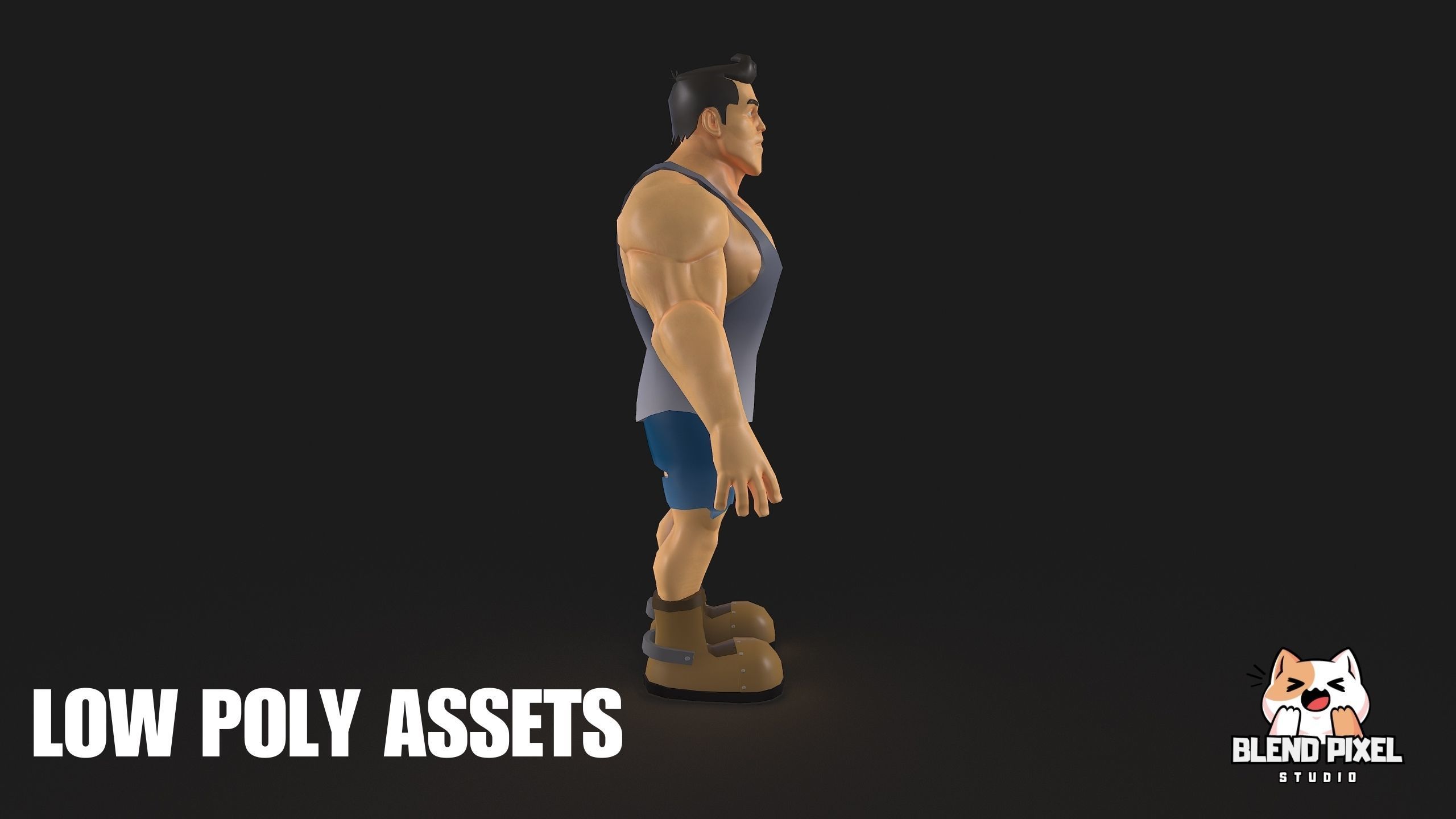 Stylized Muscular Man Low-poly 3D model_11
