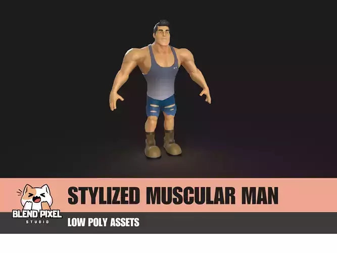 Stylized Muscular Man Low-poly 3D model Stylized Muscular Man Low-poly 3D model