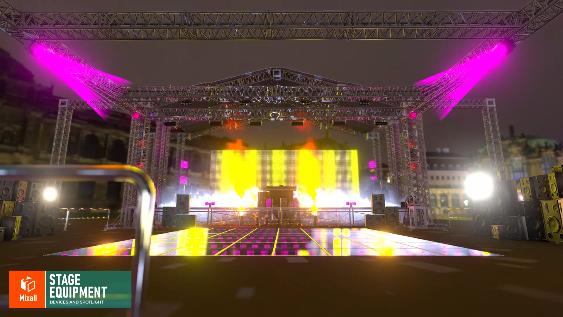 Stage equipment - devices and spotlight 3D model_0