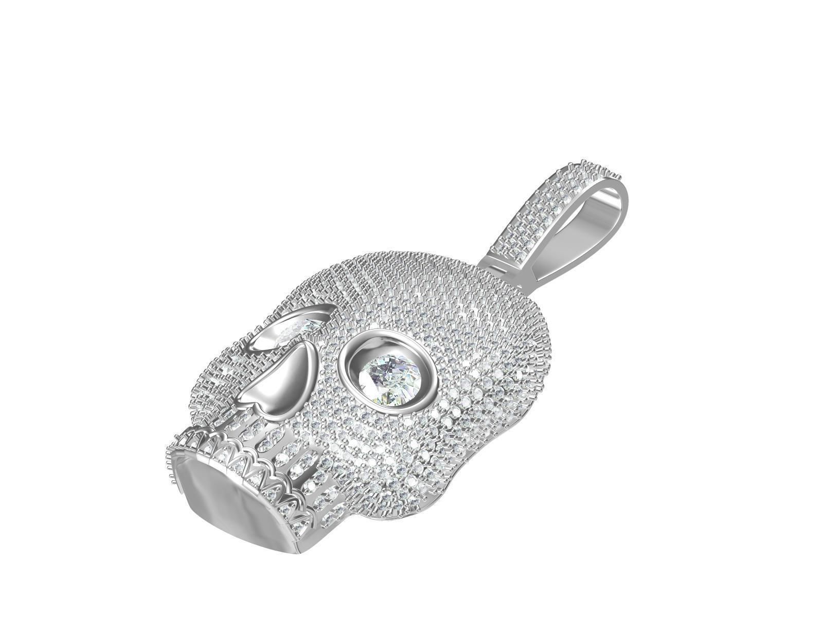Skull Diamond pendant  3D print model_4