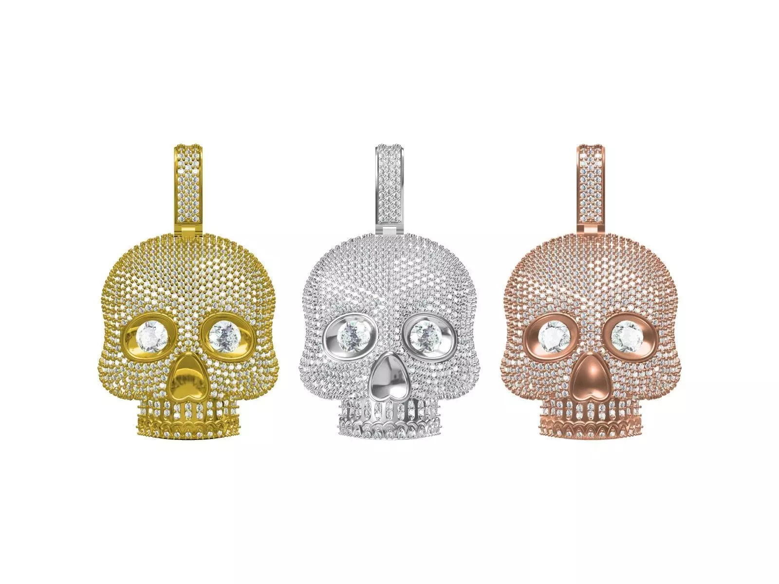 Skull Diamond pendant  3D print model_0