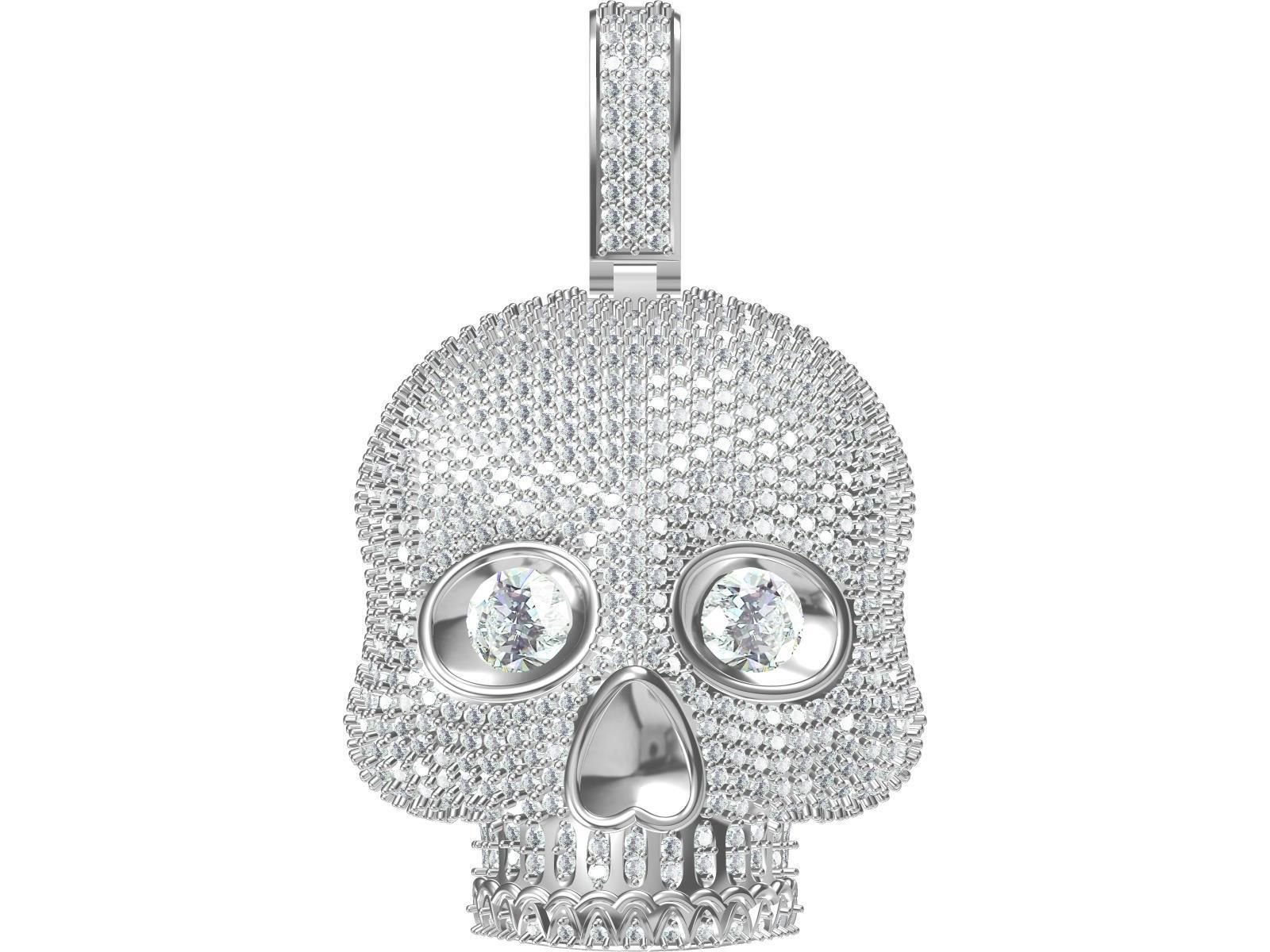 Skull Diamond pendant  3D print model_1