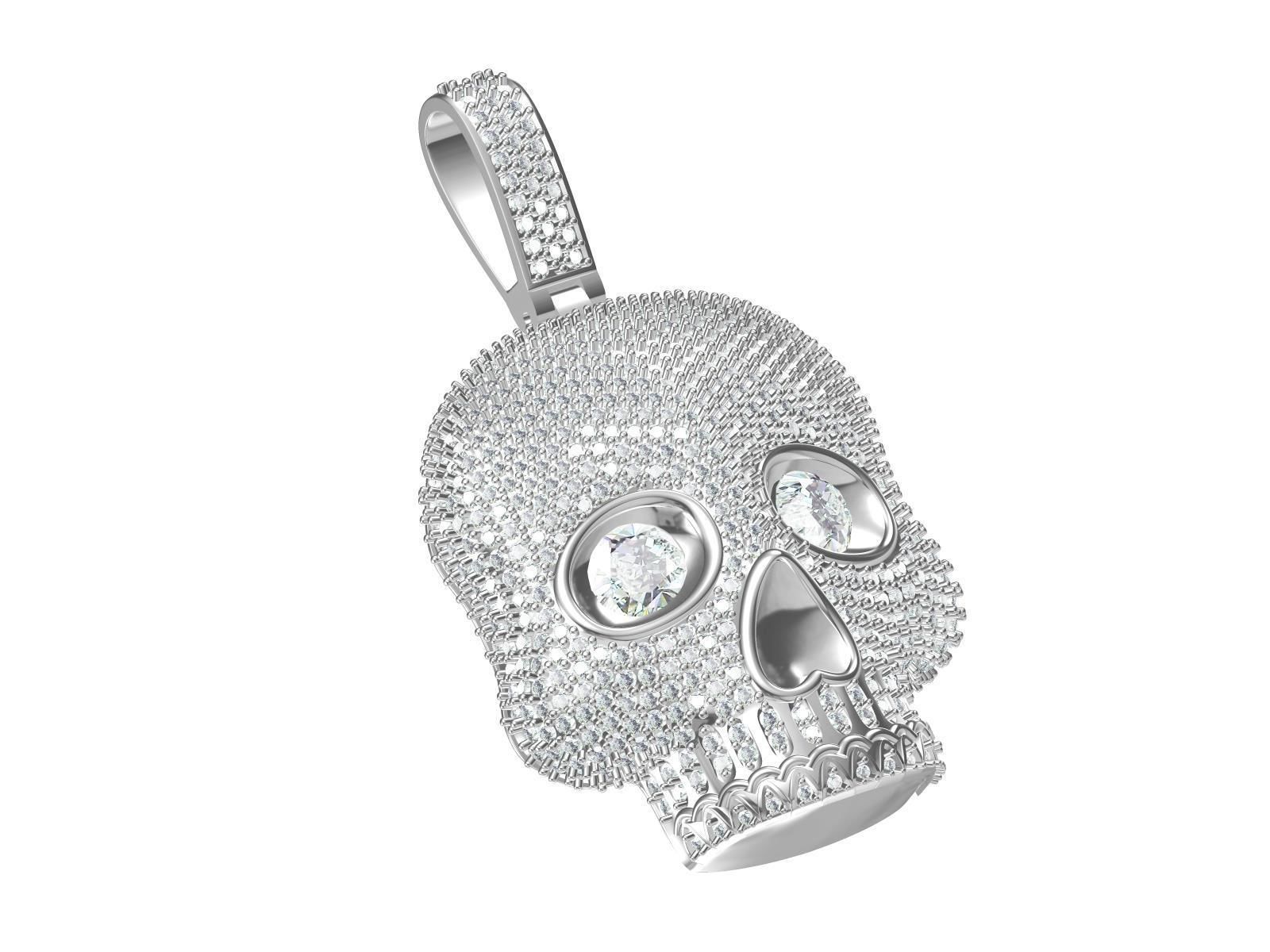 Skull Diamond pendant  3D print model_6