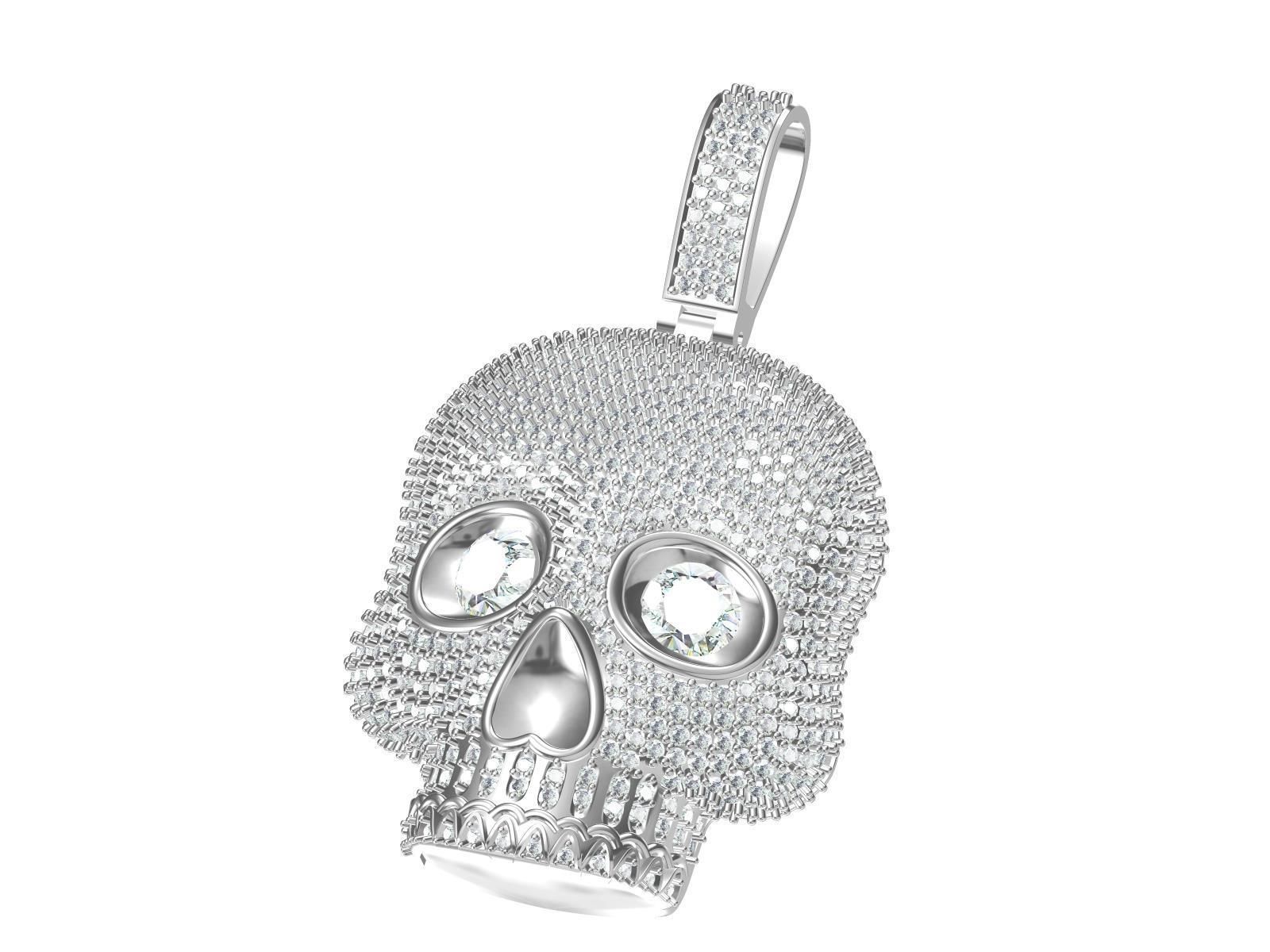 Skull Diamond pendant  3D print model_2