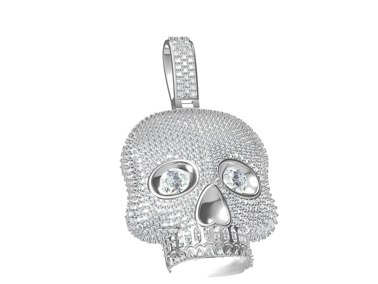 Skull Diamond pendant  3D print model_3