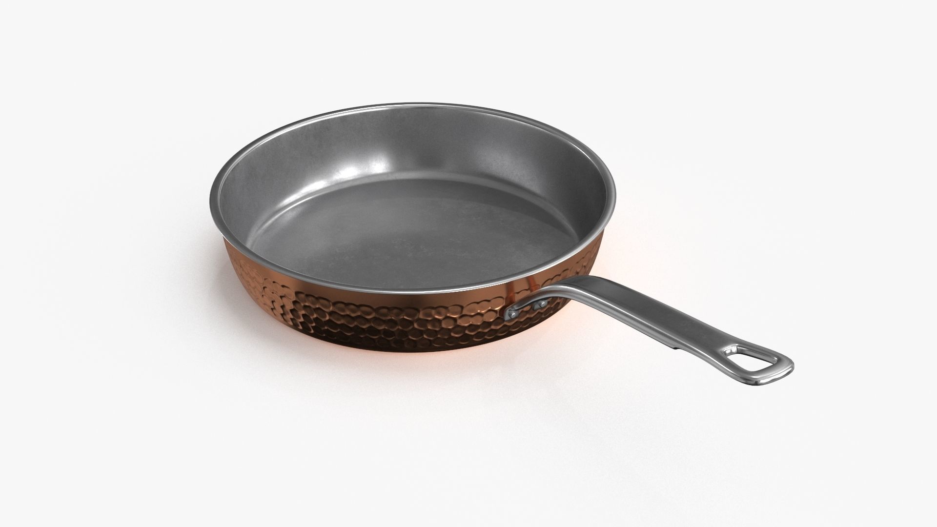 Stainless Steel Cookware Skillet Low-poly 3D model_4
