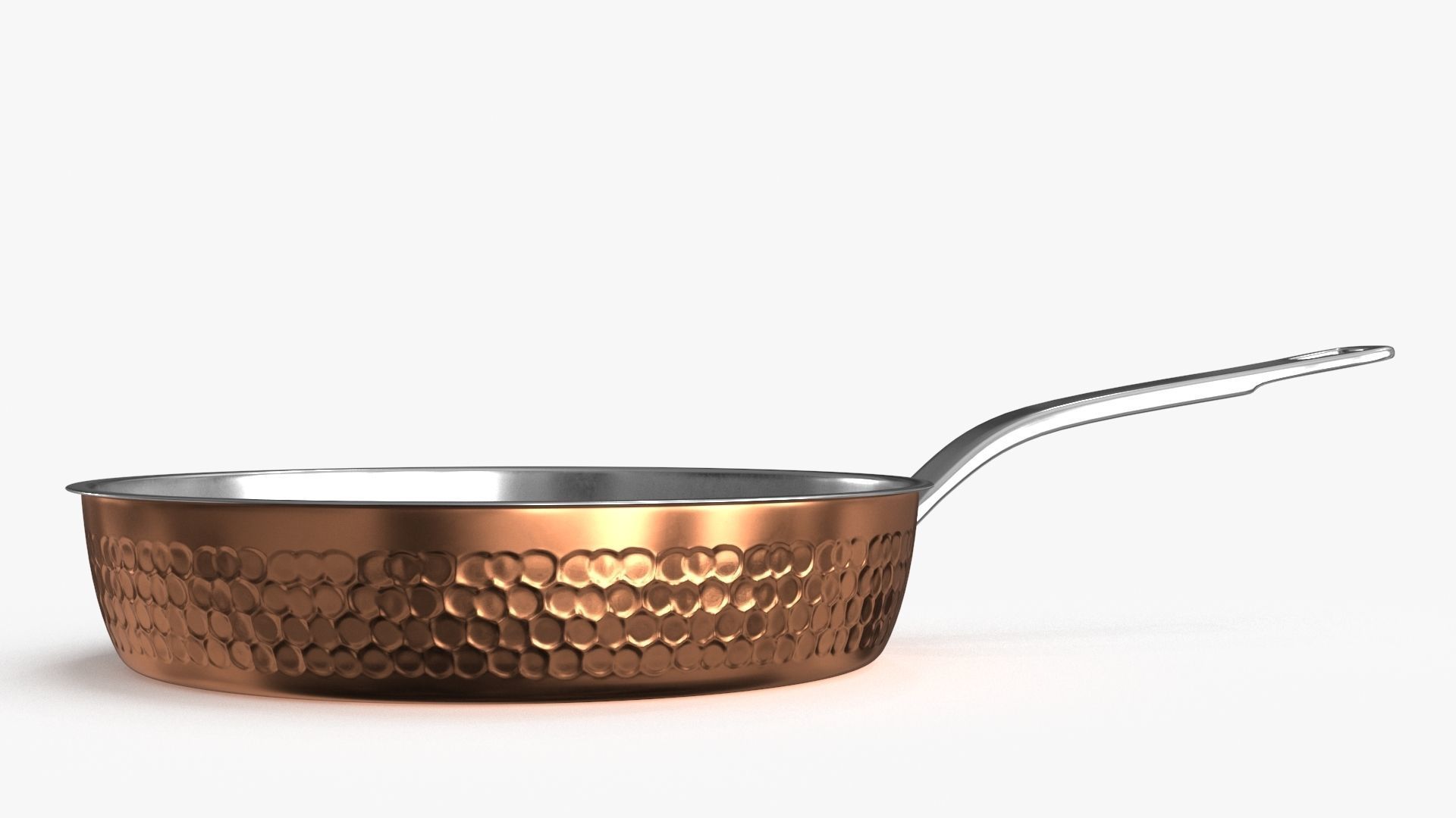 Stainless Steel Cookware Skillet Low-poly 3D model_9