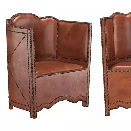 Superb Moroccan Leather Barrel Chair 3D model