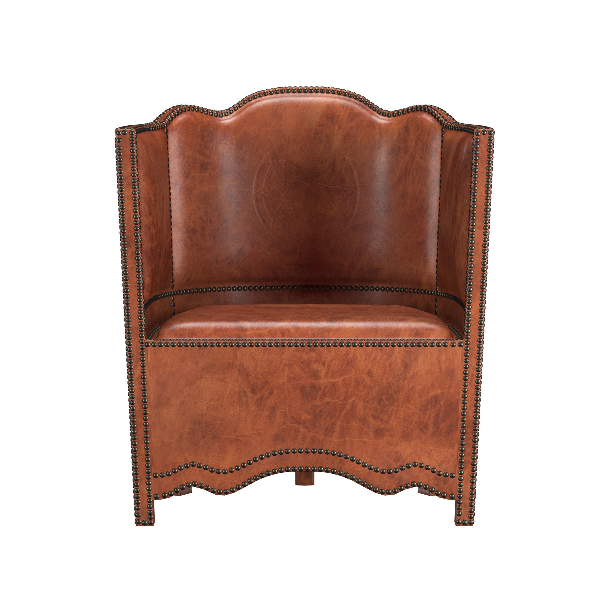 Superb Moroccan Leather Barrel Chair 3D model_2