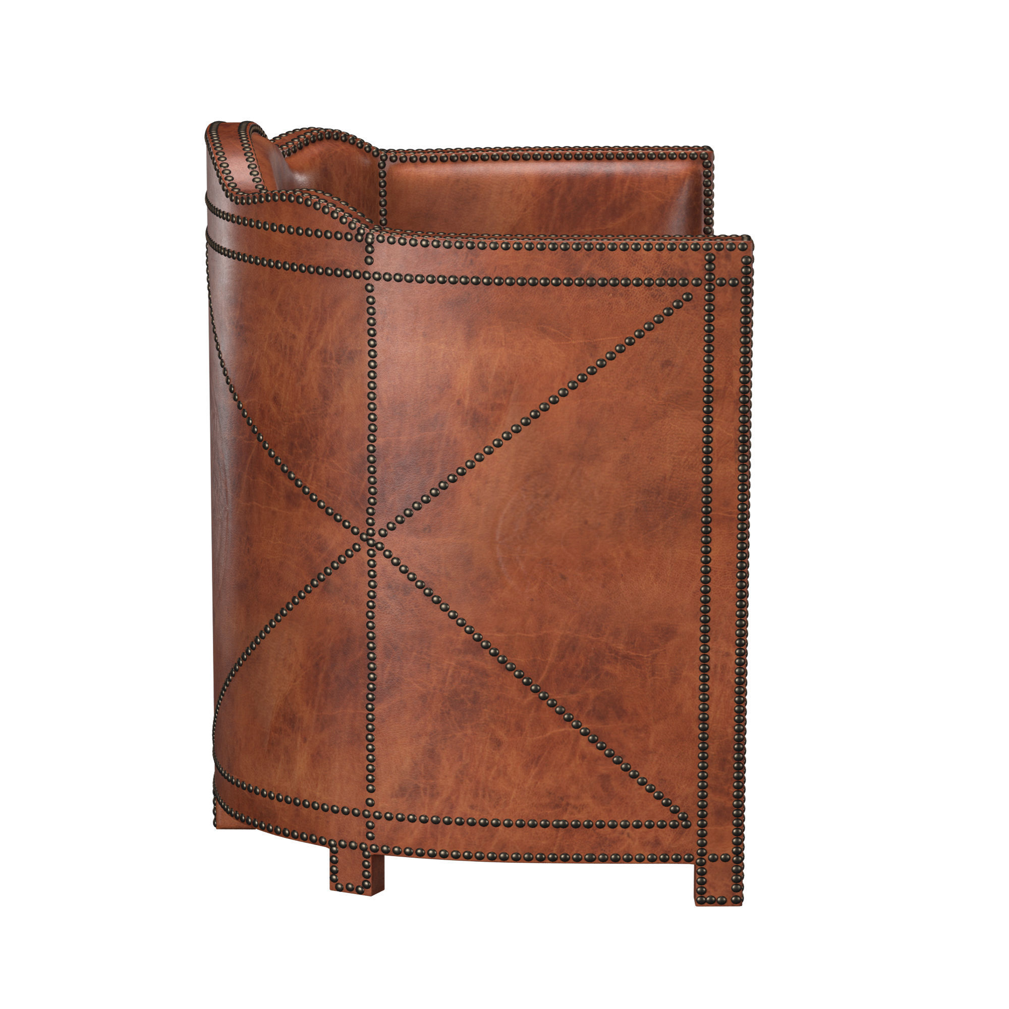 Superb Moroccan Leather Barrel Chair 3D model_4