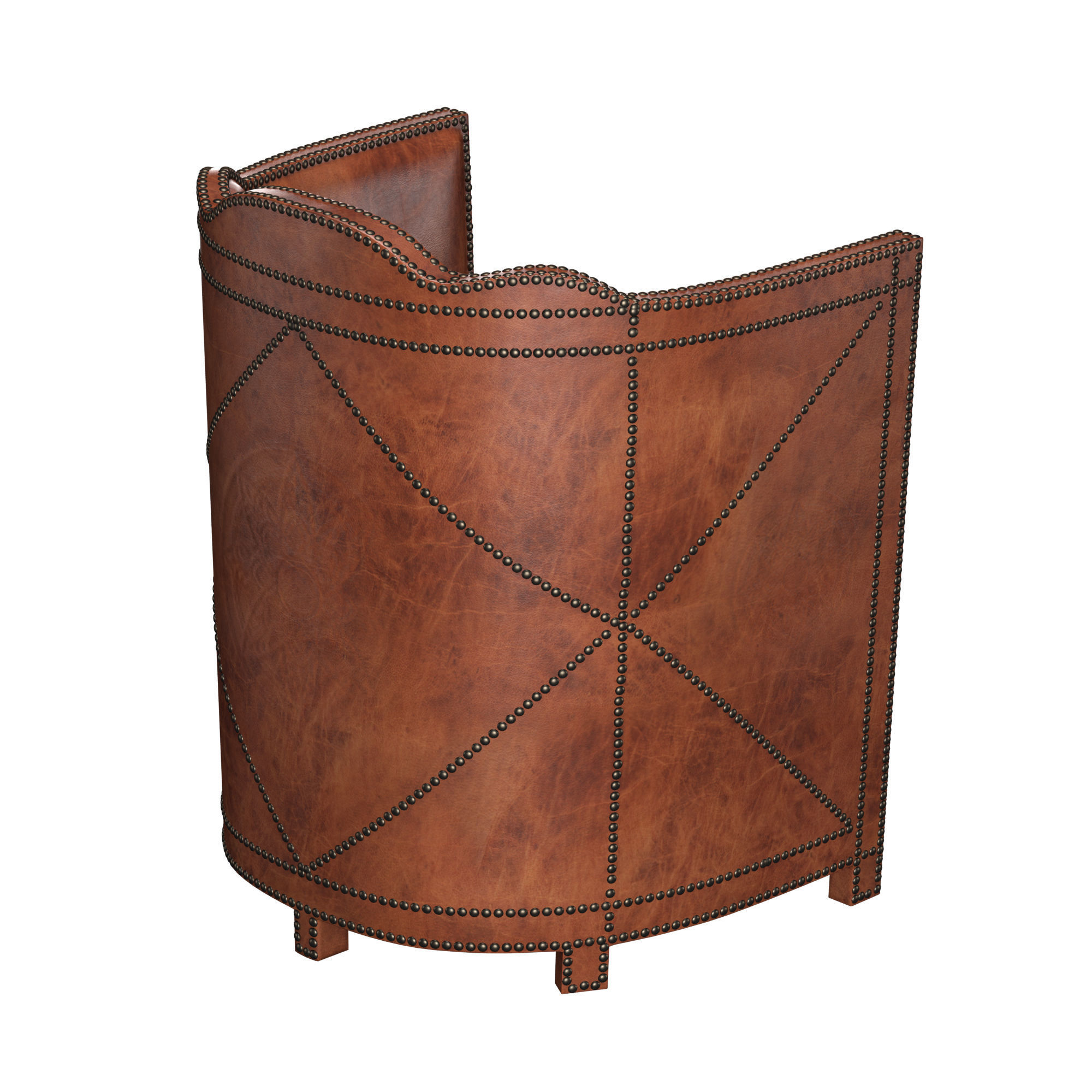 Superb Moroccan Leather Barrel Chair 3D model_5