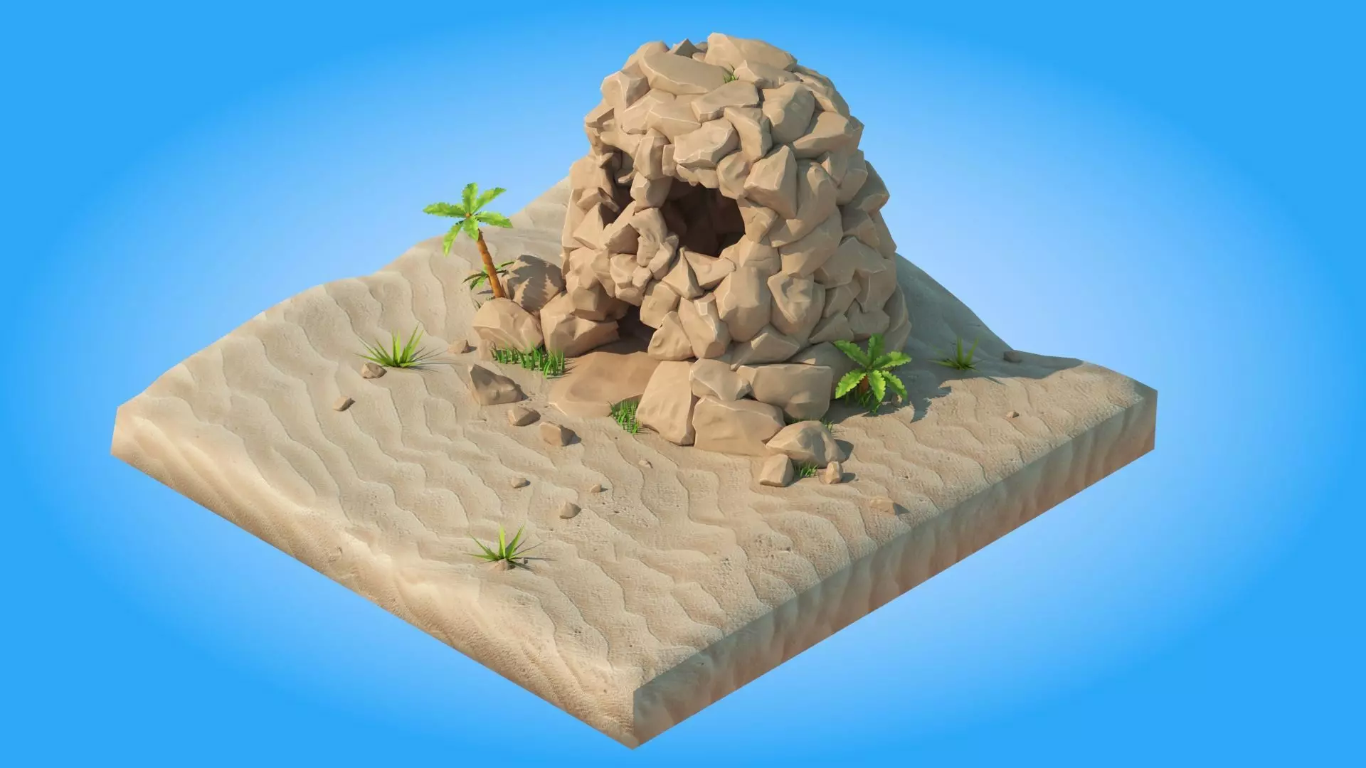 Low Poly Skull Cave Low-poly 3D model