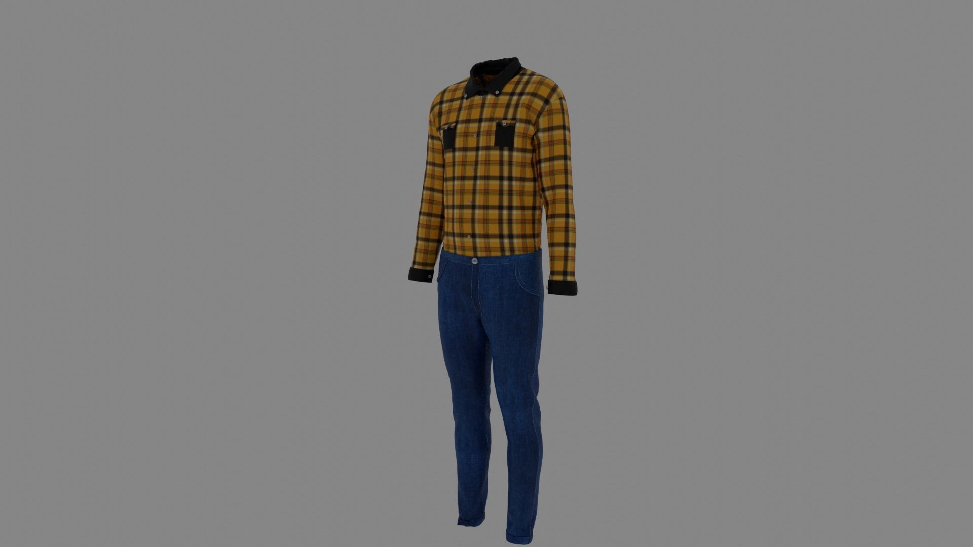 Man Clothes Low-poly 3D model_1