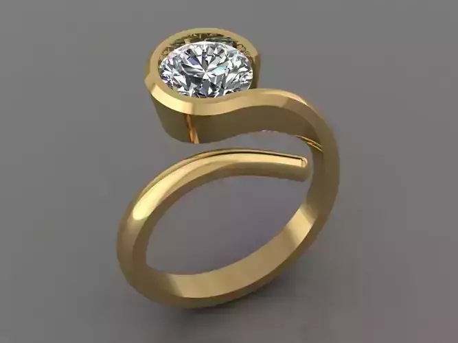 Ring 3D Print 3D print model 3D model gold with diamond in center