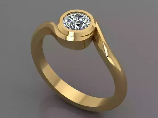 Ring 3D Print 3D print model 3D model gold with diamond in ce... 3D print model
