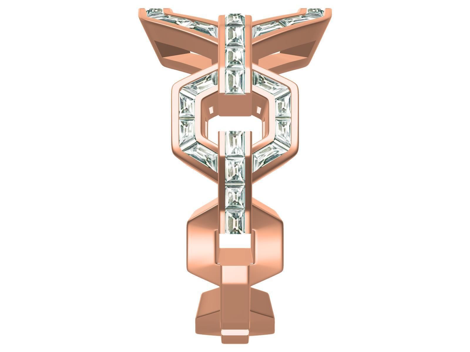 Honeycomb pattern Diamond Ring 3D print model_4