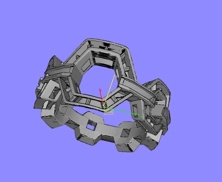 Honeycomb pattern Diamond Ring 3D print model_9