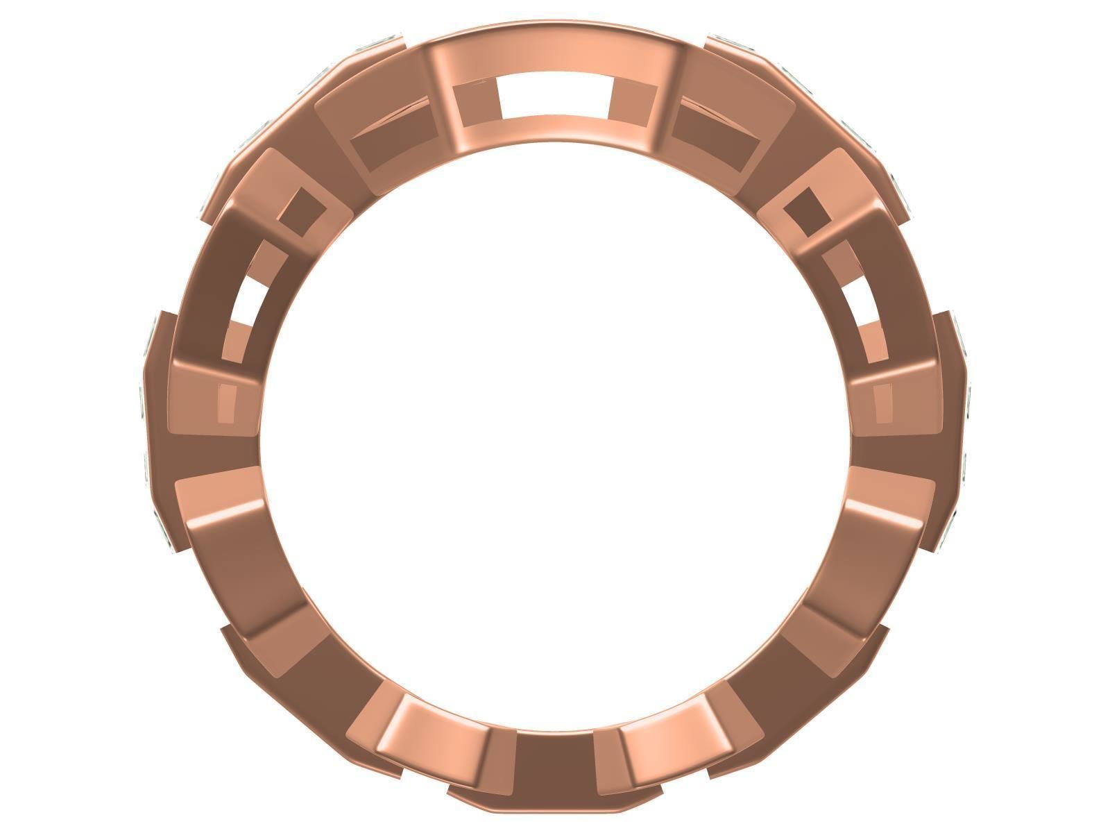 Honeycomb pattern Diamond Ring 3D print model_3