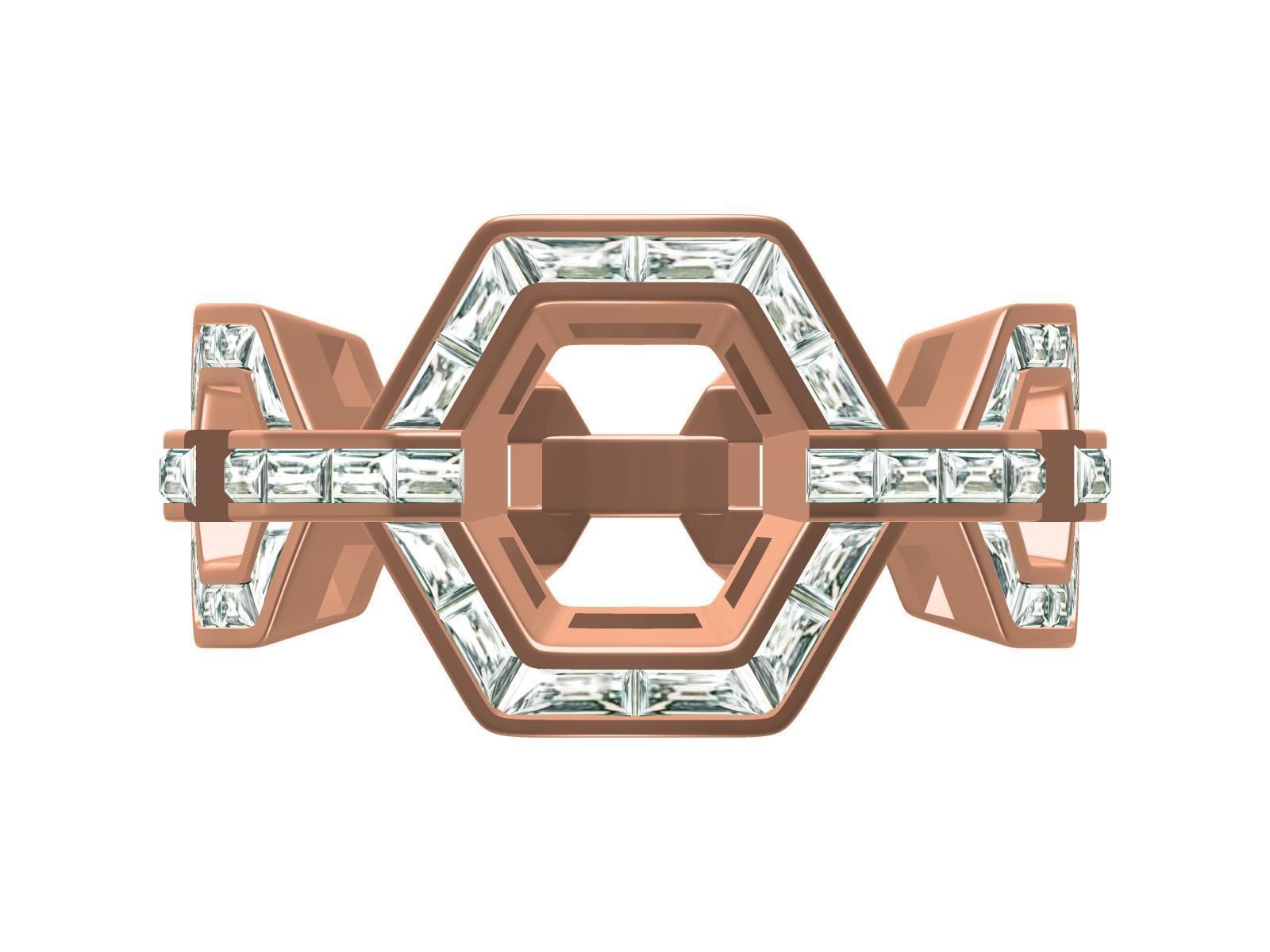 Honeycomb pattern Diamond Ring 3D print model_2