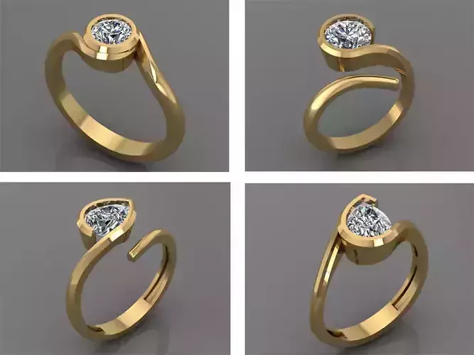 Rings collection 3D Print 3D print model 3D model gold ring with diamond in center