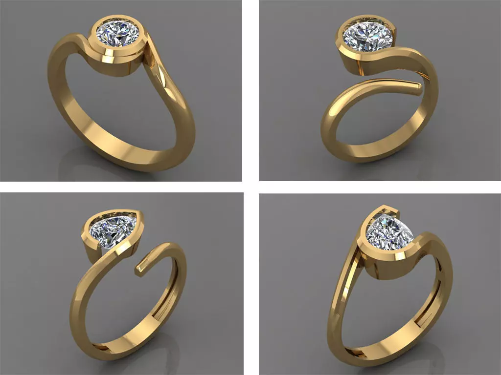 Rings collection 3D Print 3D print model 3D model gold ring w... _0