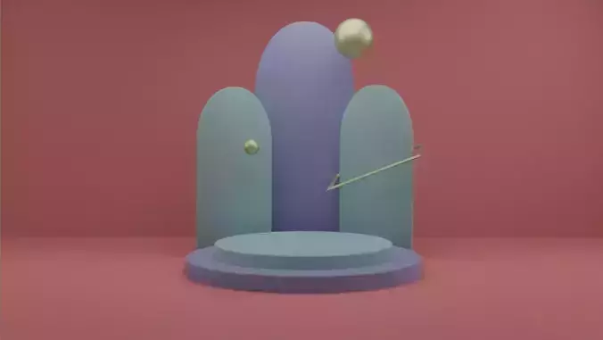 minimal geometric scene mockup