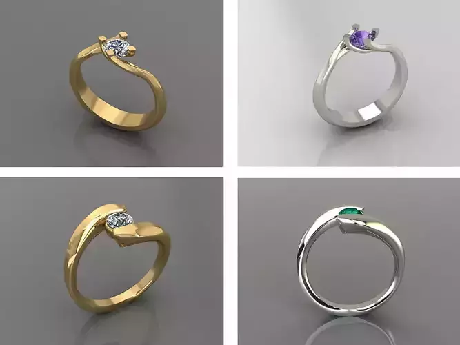 Rings collection 3D Print 3D print model 3D model four differ... Rings collection 3D Print 3D print model 3D model four differ...
