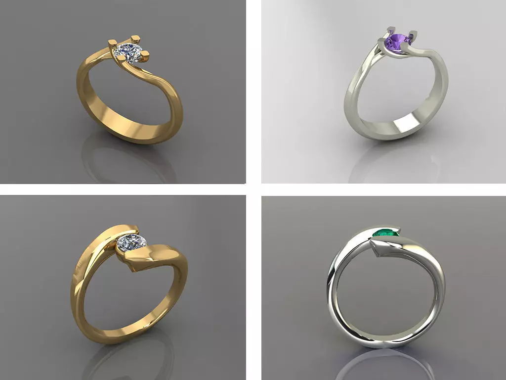 Rings collection 3D Print 3D print model 3D model four differ... _0