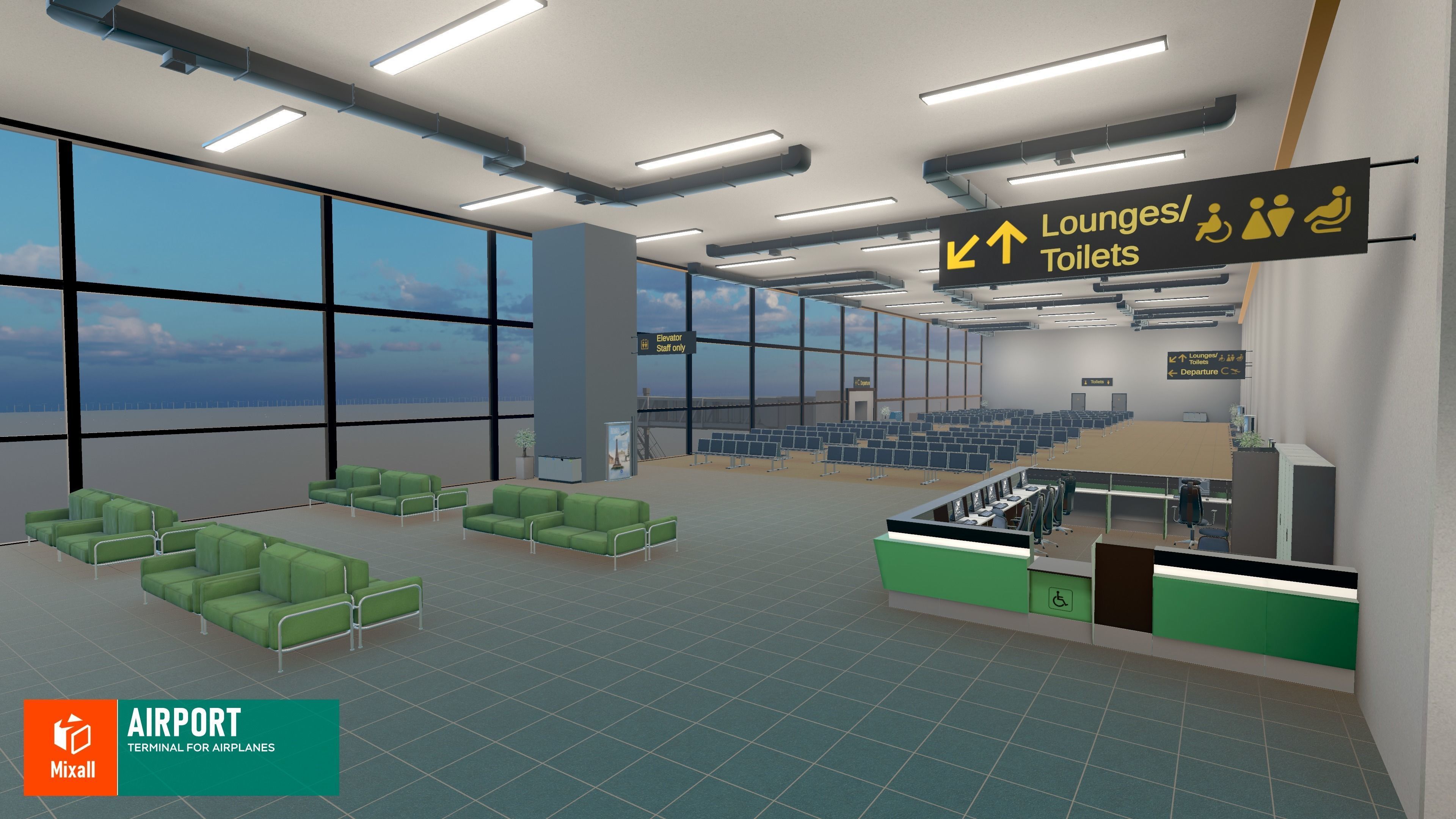 Airport - terminal for airplanes 3D model_20