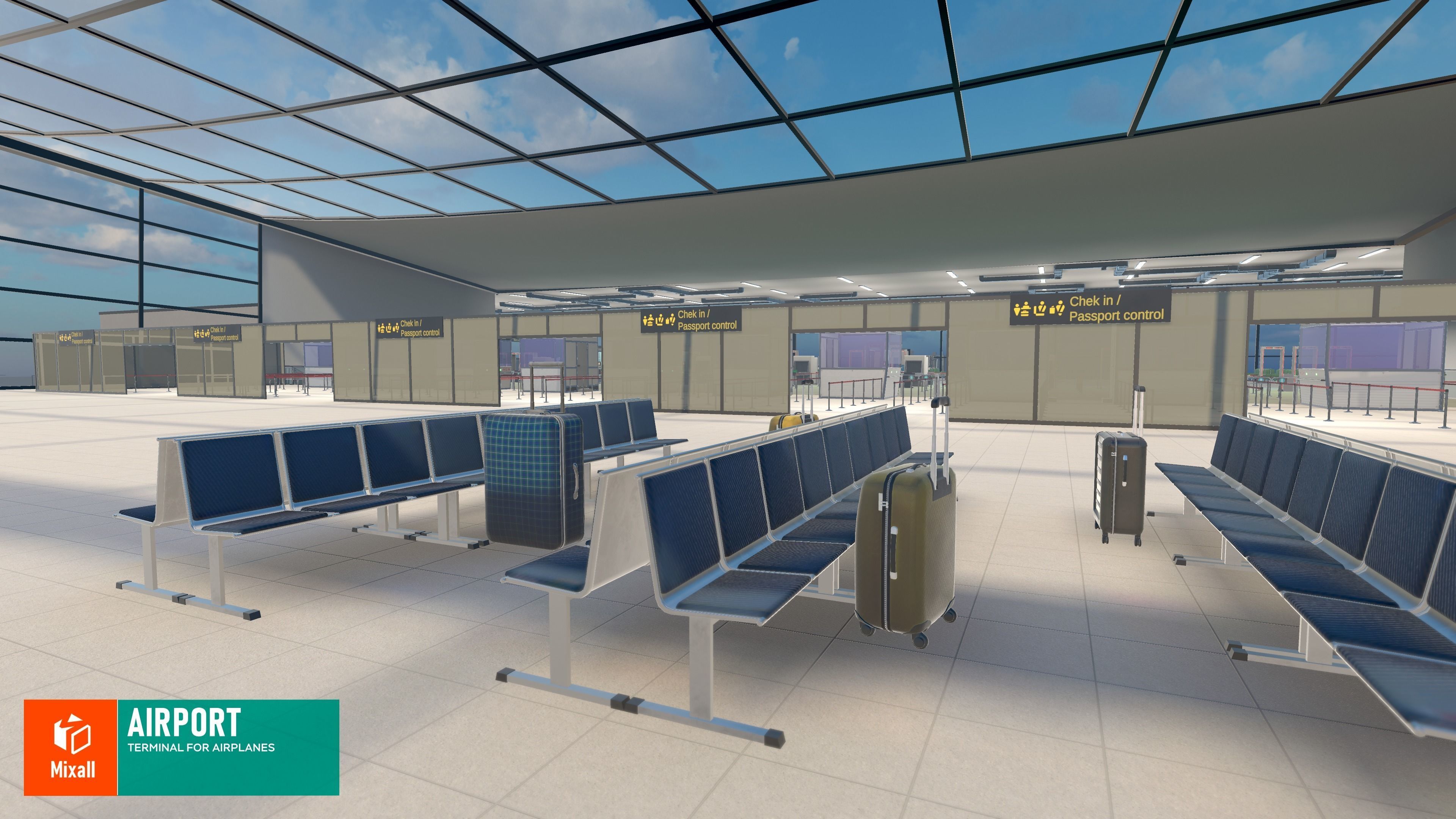 Airport - terminal for airplanes 3D model_16