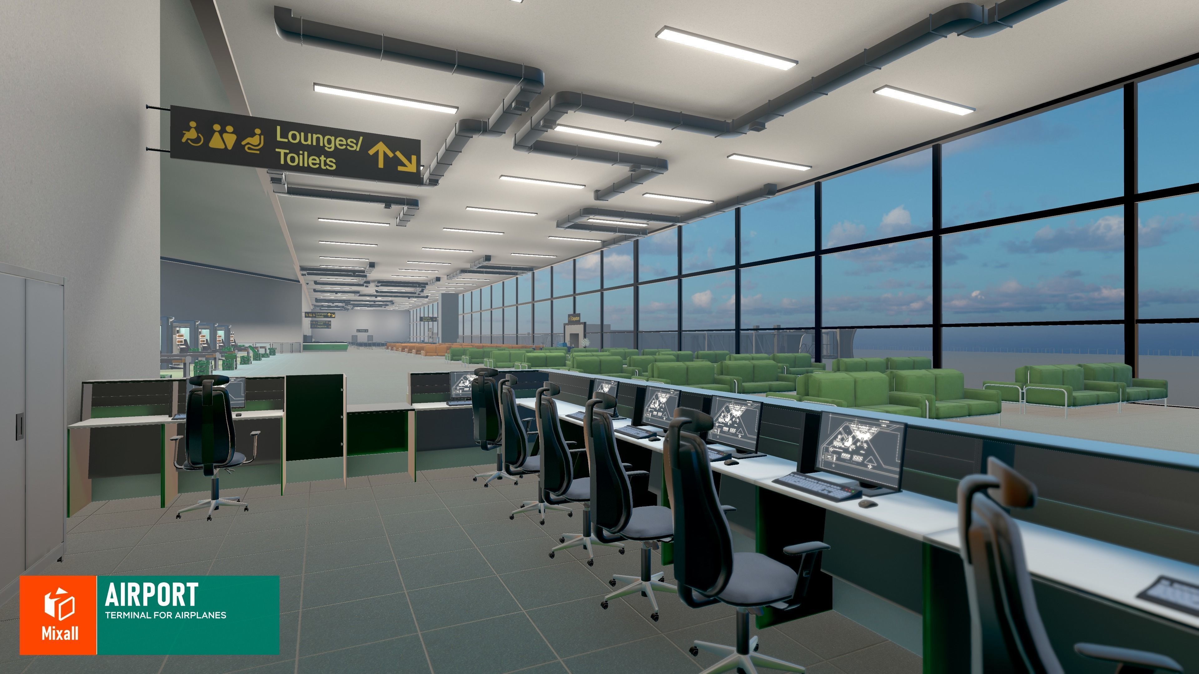 Airport - terminal for airplanes 3D model_9