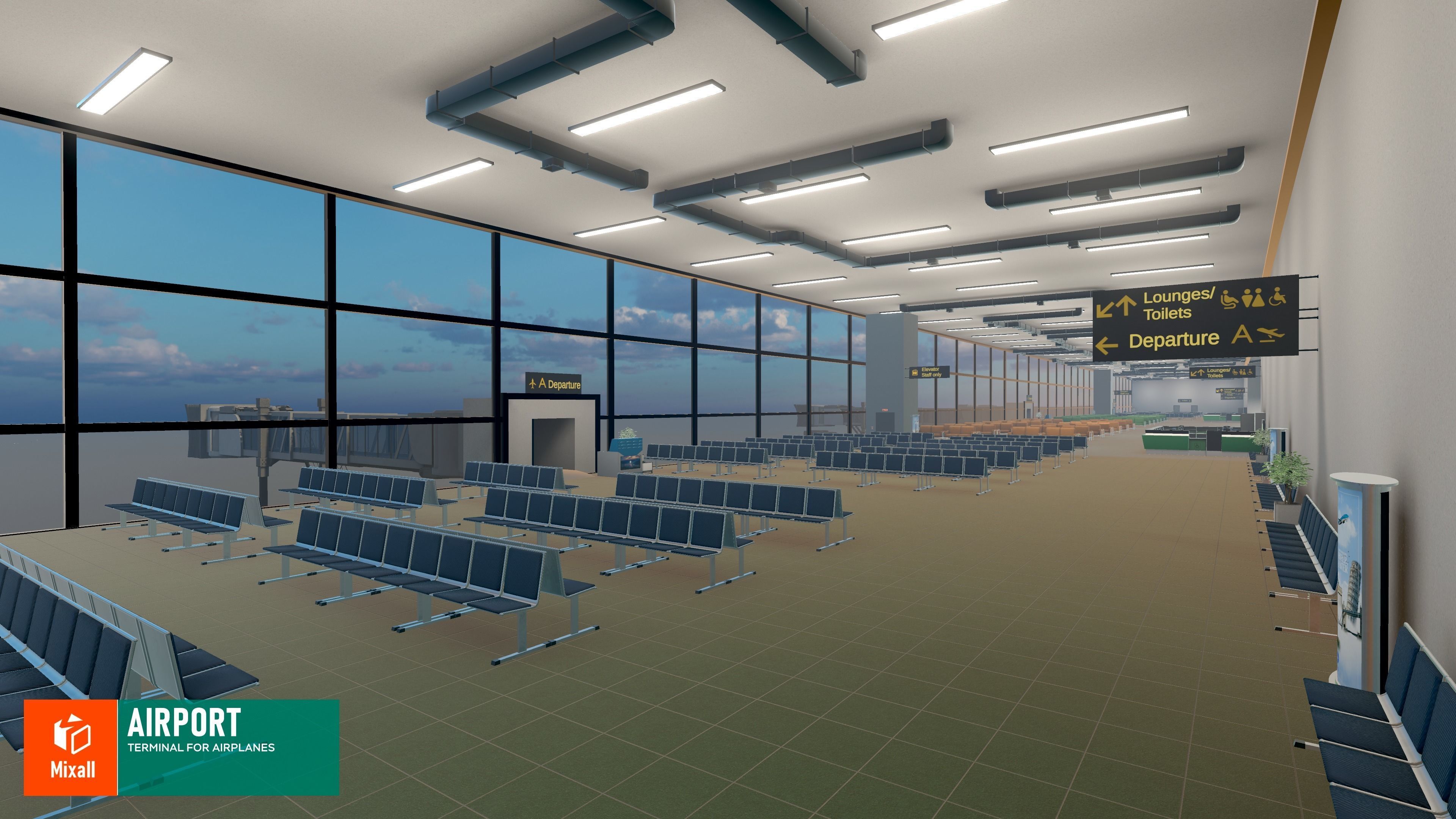 Airport - terminal for airplanes 3D model_17