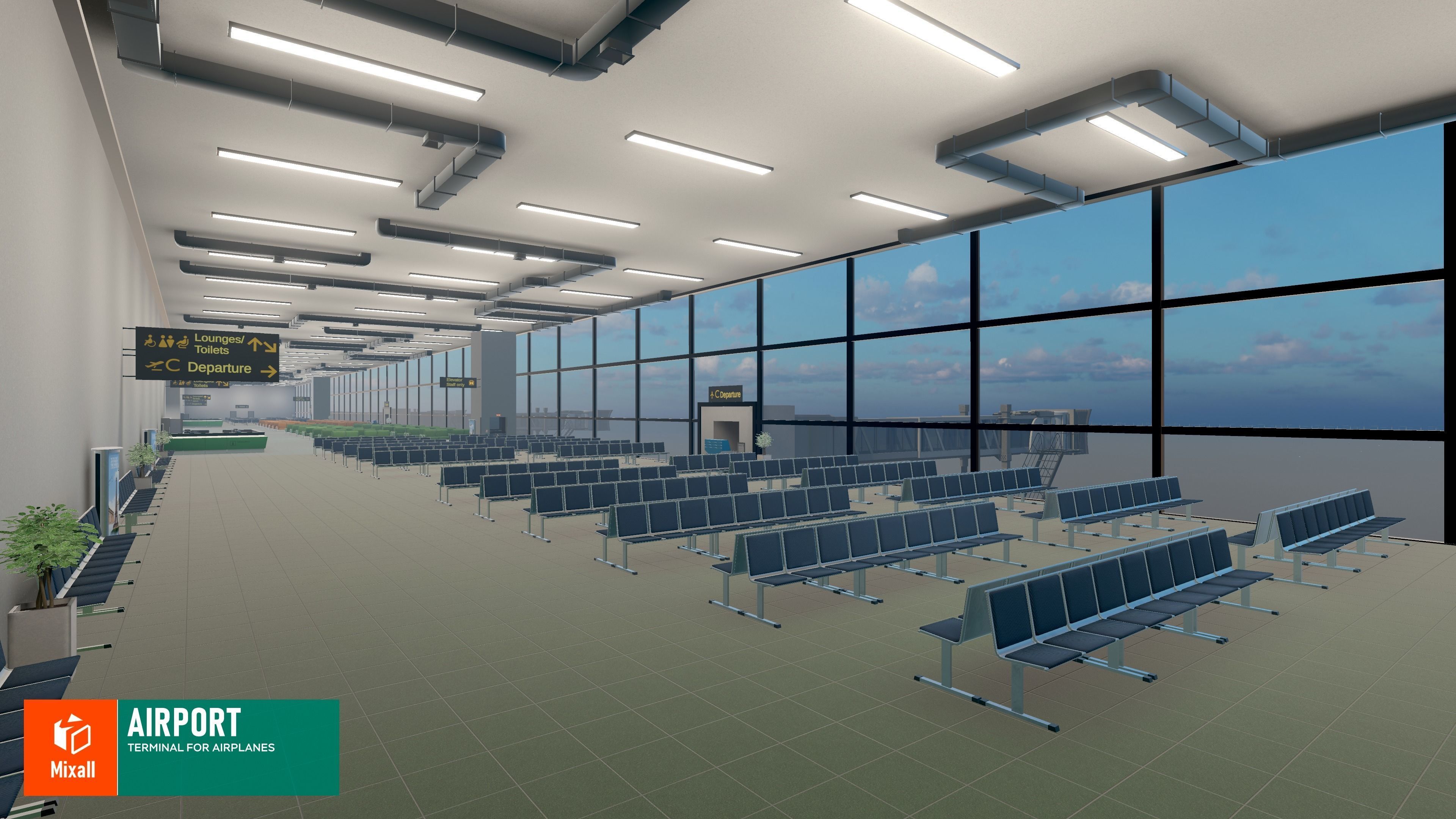 Airport - terminal for airplanes 3D model_7