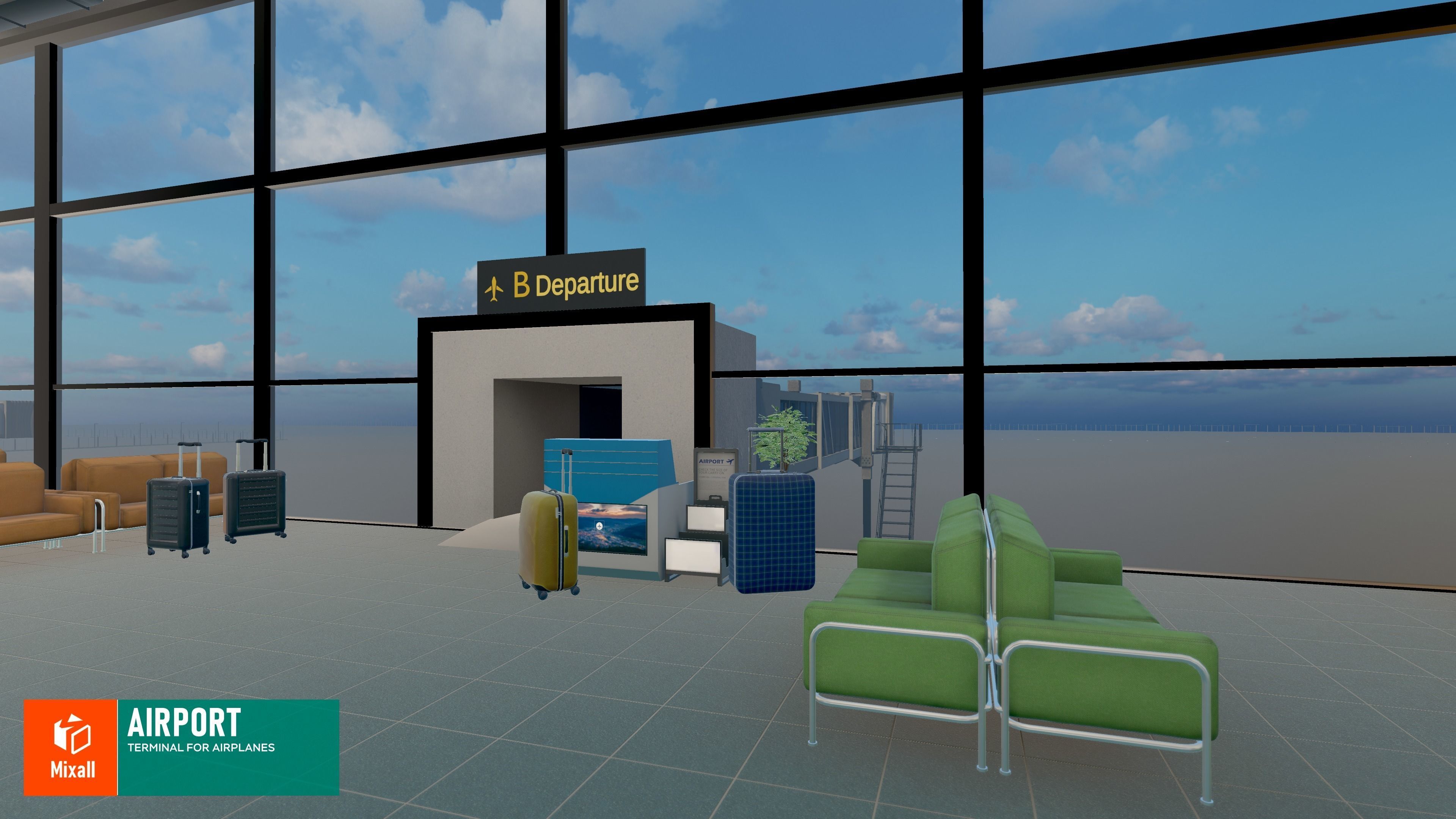 Airport - terminal for airplanes 3D model_10