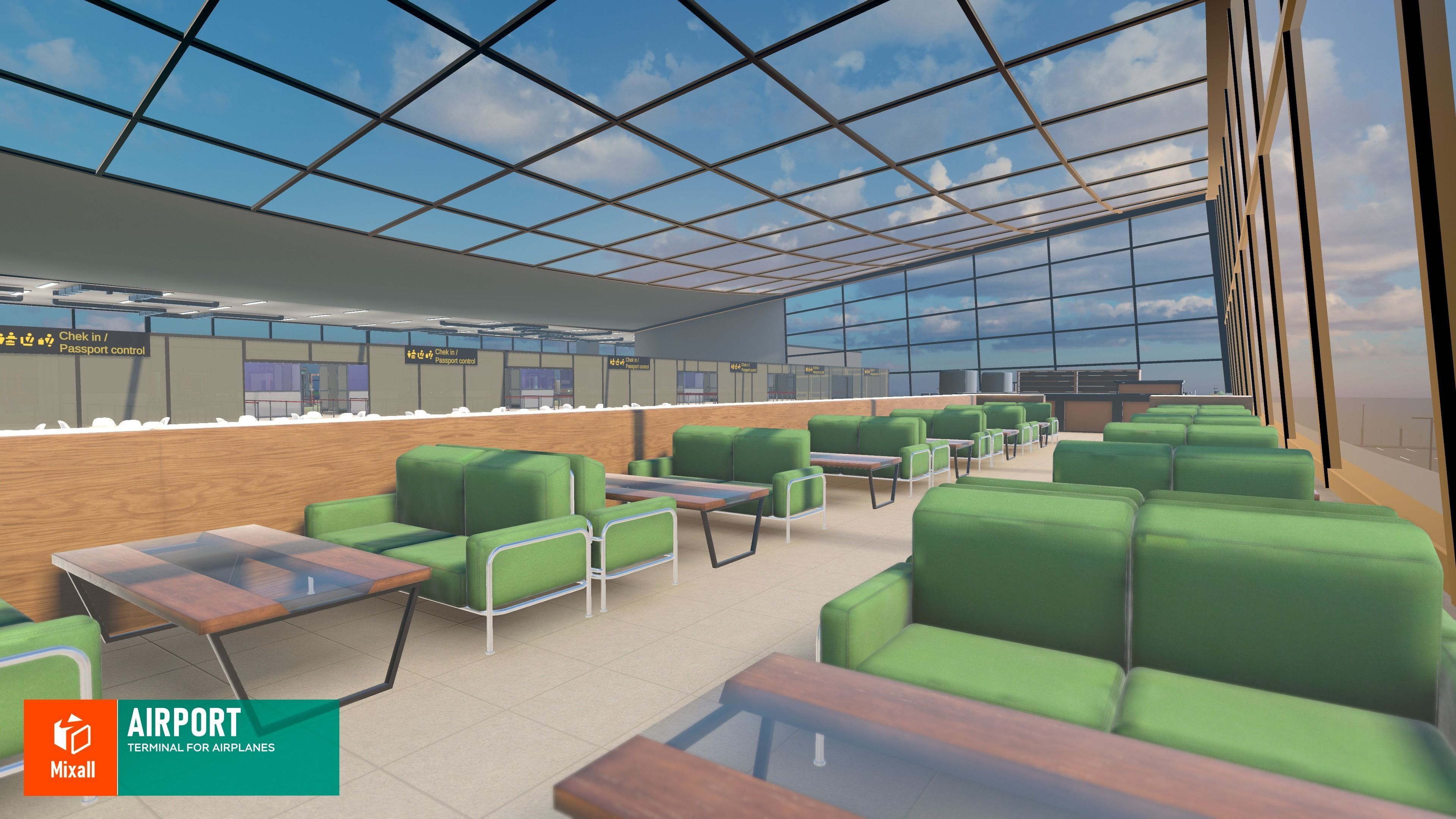 Airport - terminal for airplanes 3D model_4