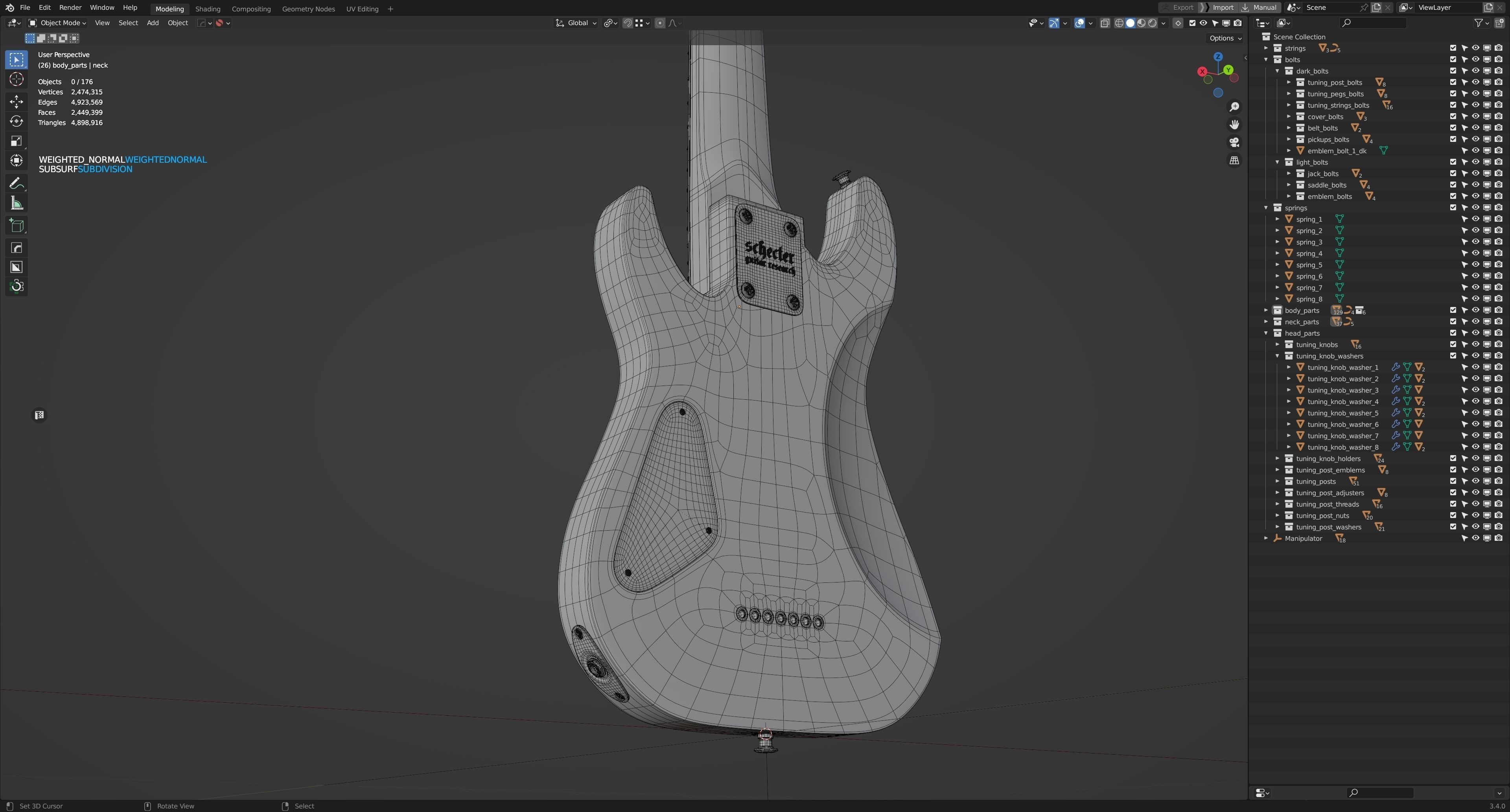 Schecter OMEN-8 Electric Guitar 3D model_15