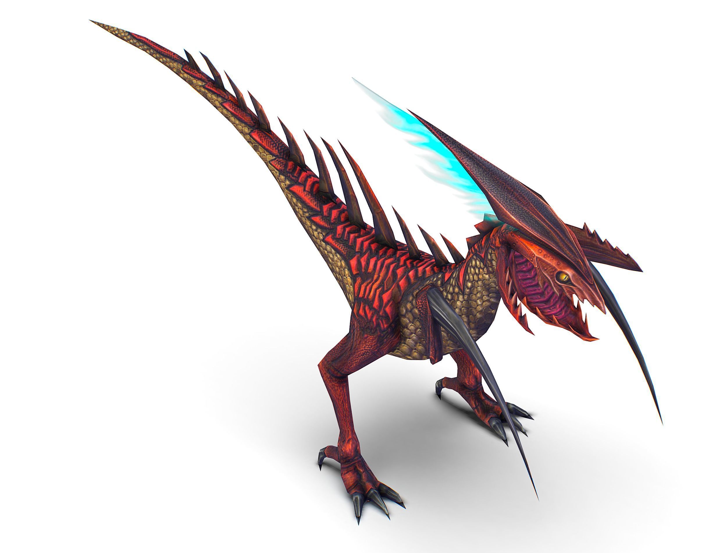 ow Poly Monster Red Alien Dino Low-poly 3D model_14