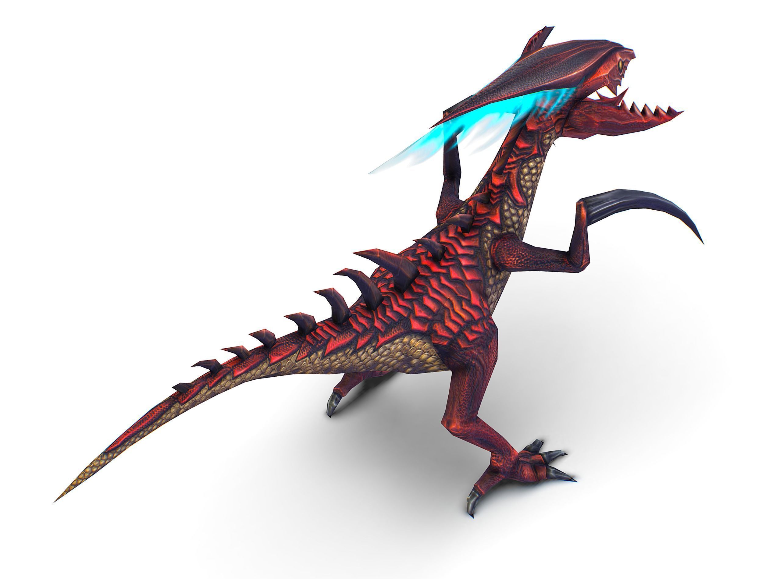 ow Poly Monster Red Alien Dino Low-poly 3D model_17