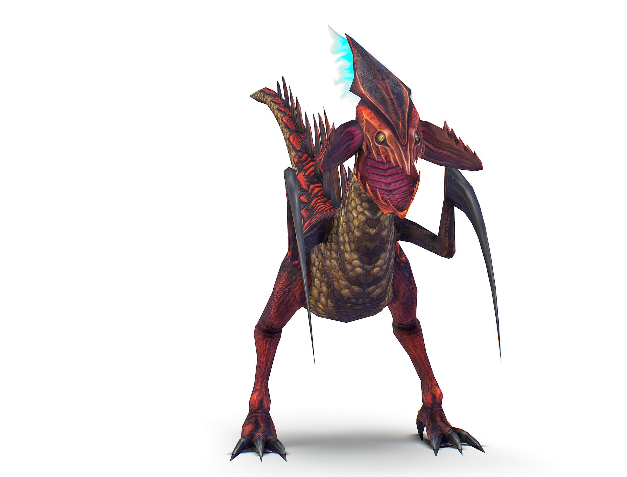ow Poly Monster Red Alien Dino Low-poly 3D model_2