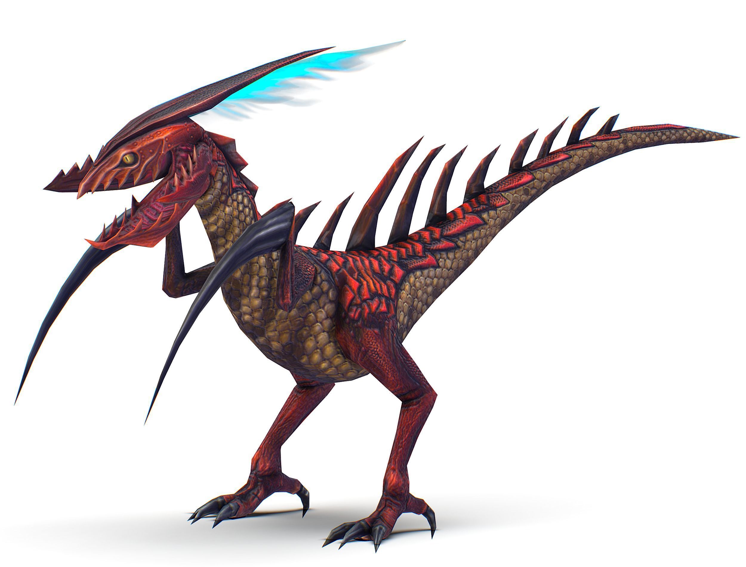 ow Poly Monster Red Alien Dino Low-poly 3D model_5