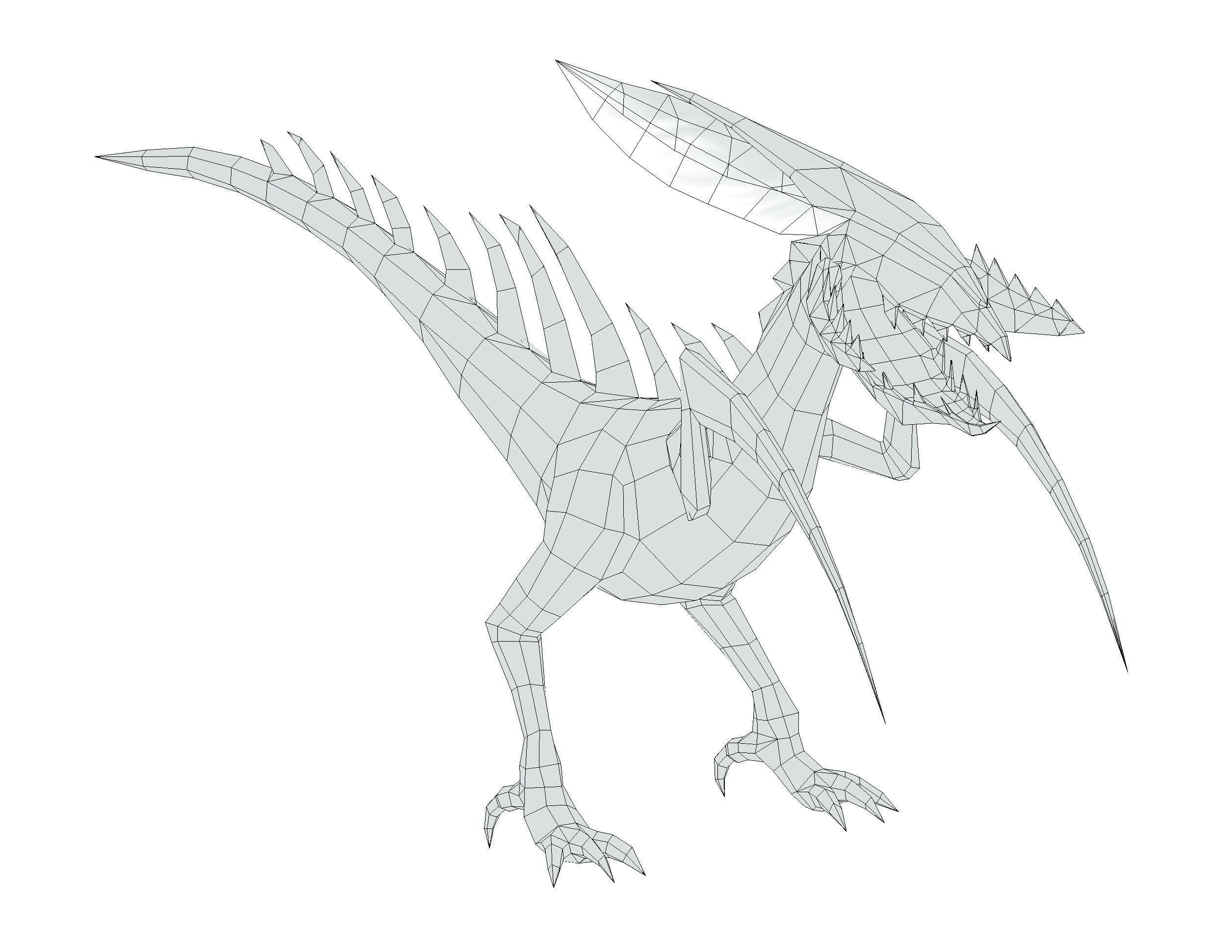 ow Poly Monster Red Alien Dino Low-poly 3D model_21