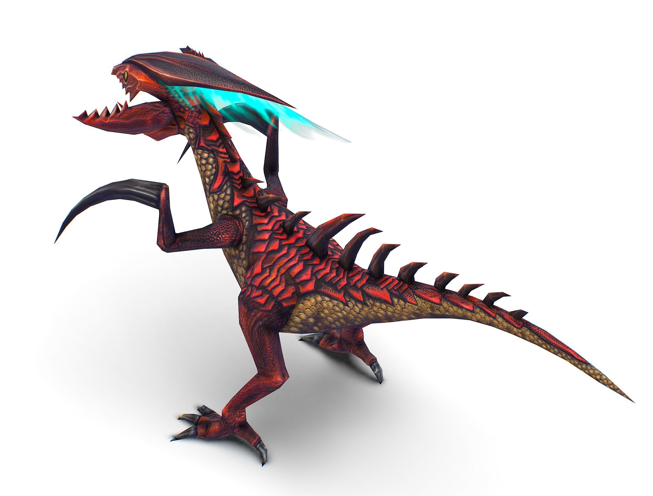 ow Poly Monster Red Alien Dino Low-poly 3D model_16
