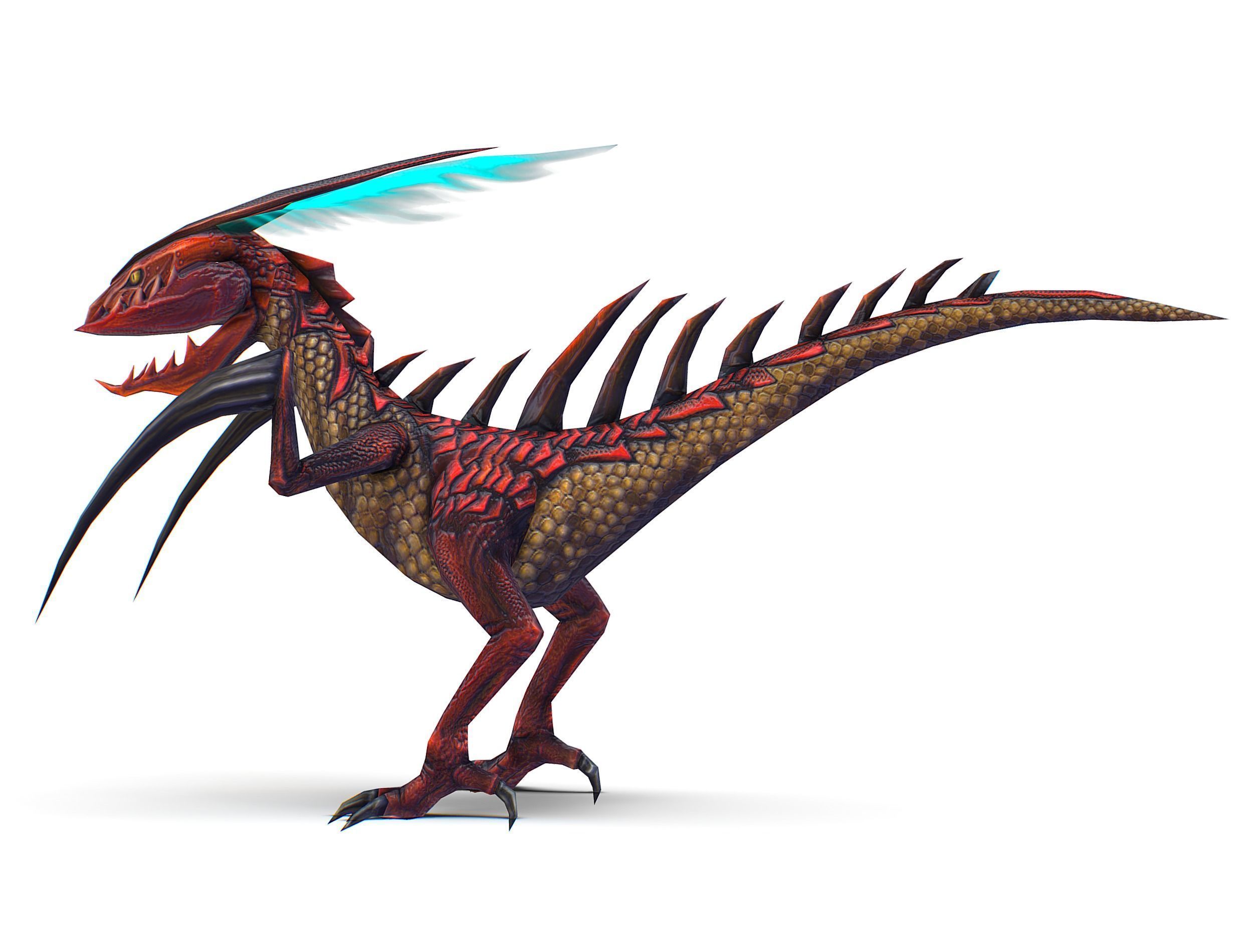 ow Poly Monster Red Alien Dino Low-poly 3D model_7