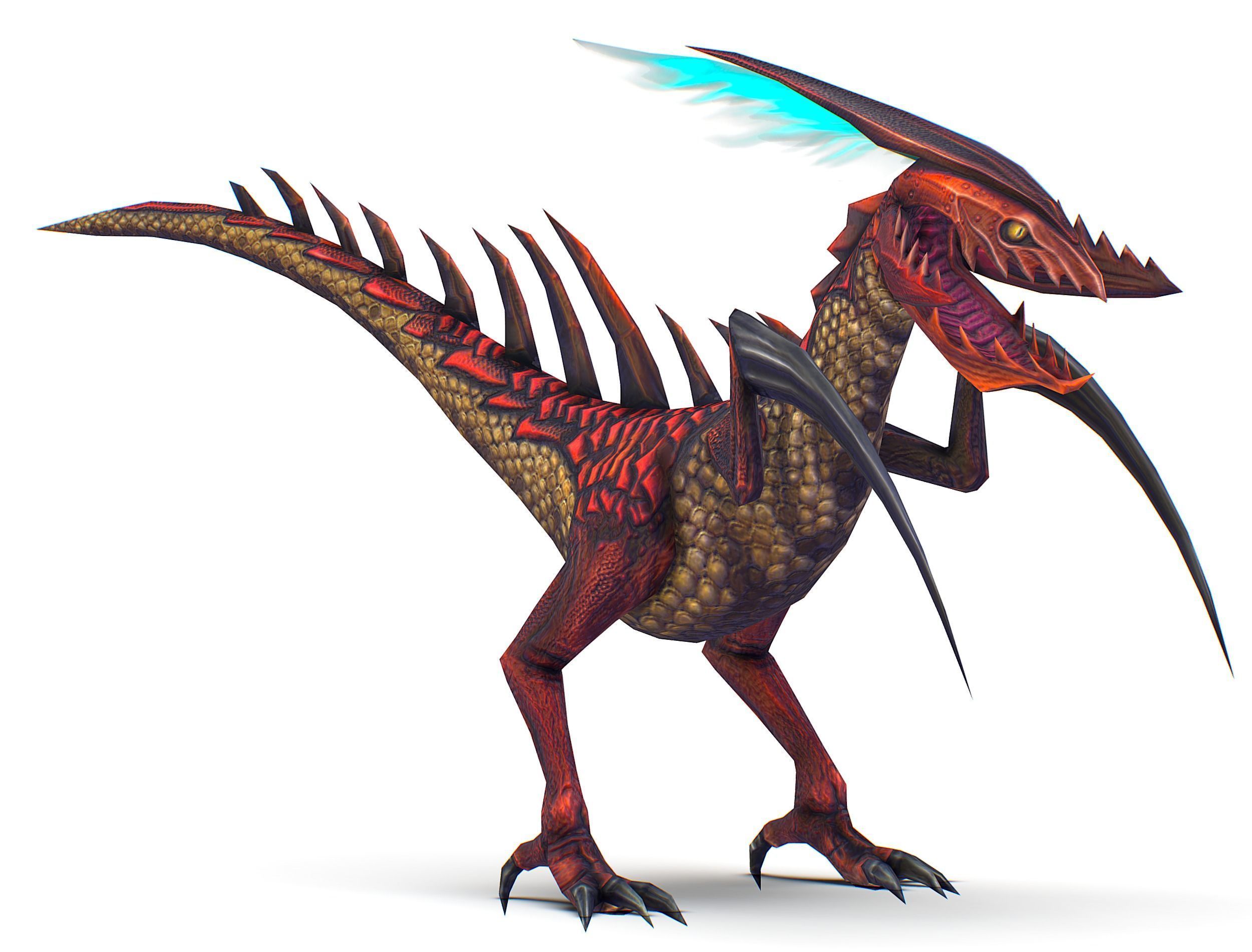 ow Poly Monster Red Alien Dino Low-poly 3D model_13