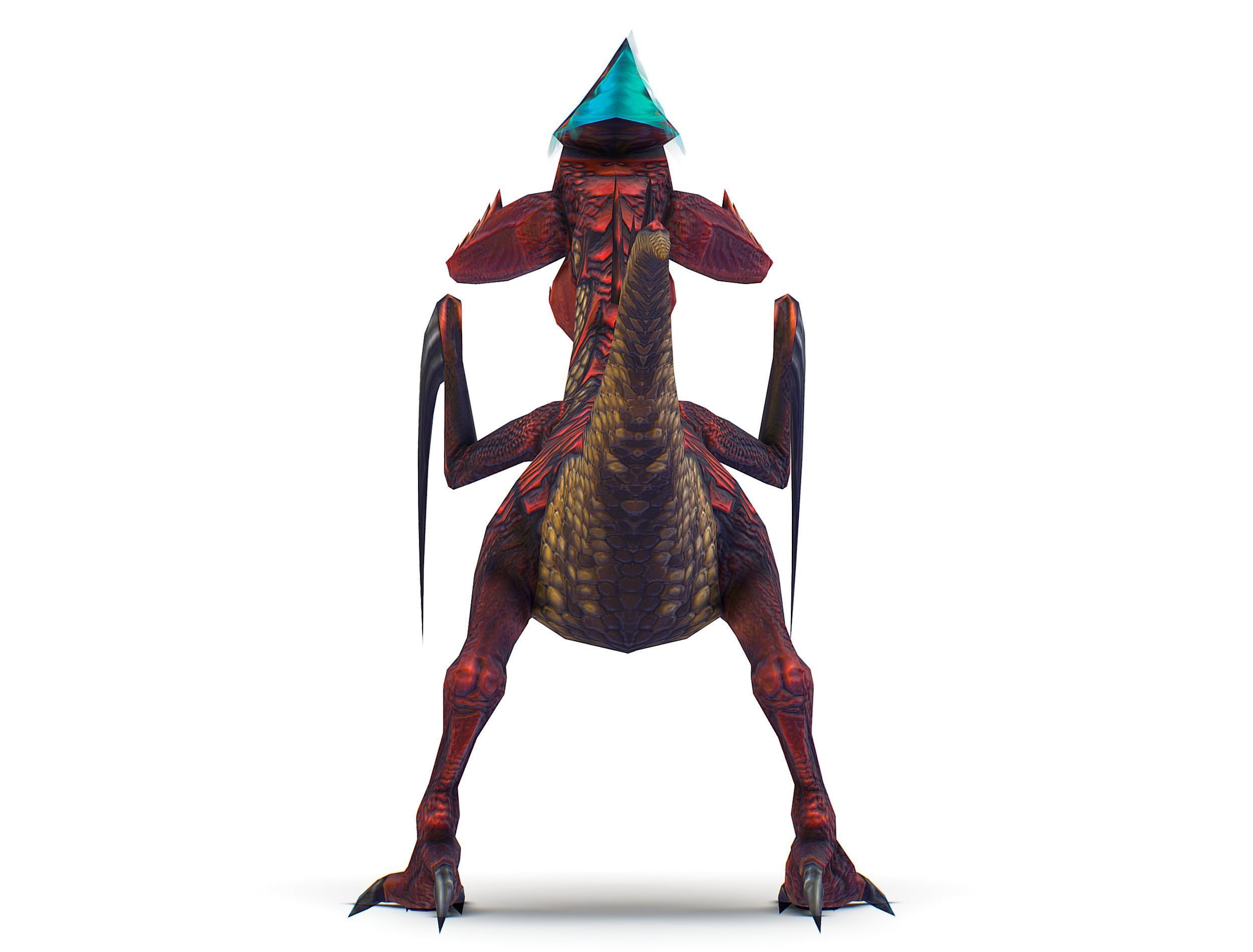 ow Poly Monster Red Alien Dino Low-poly 3D model_9